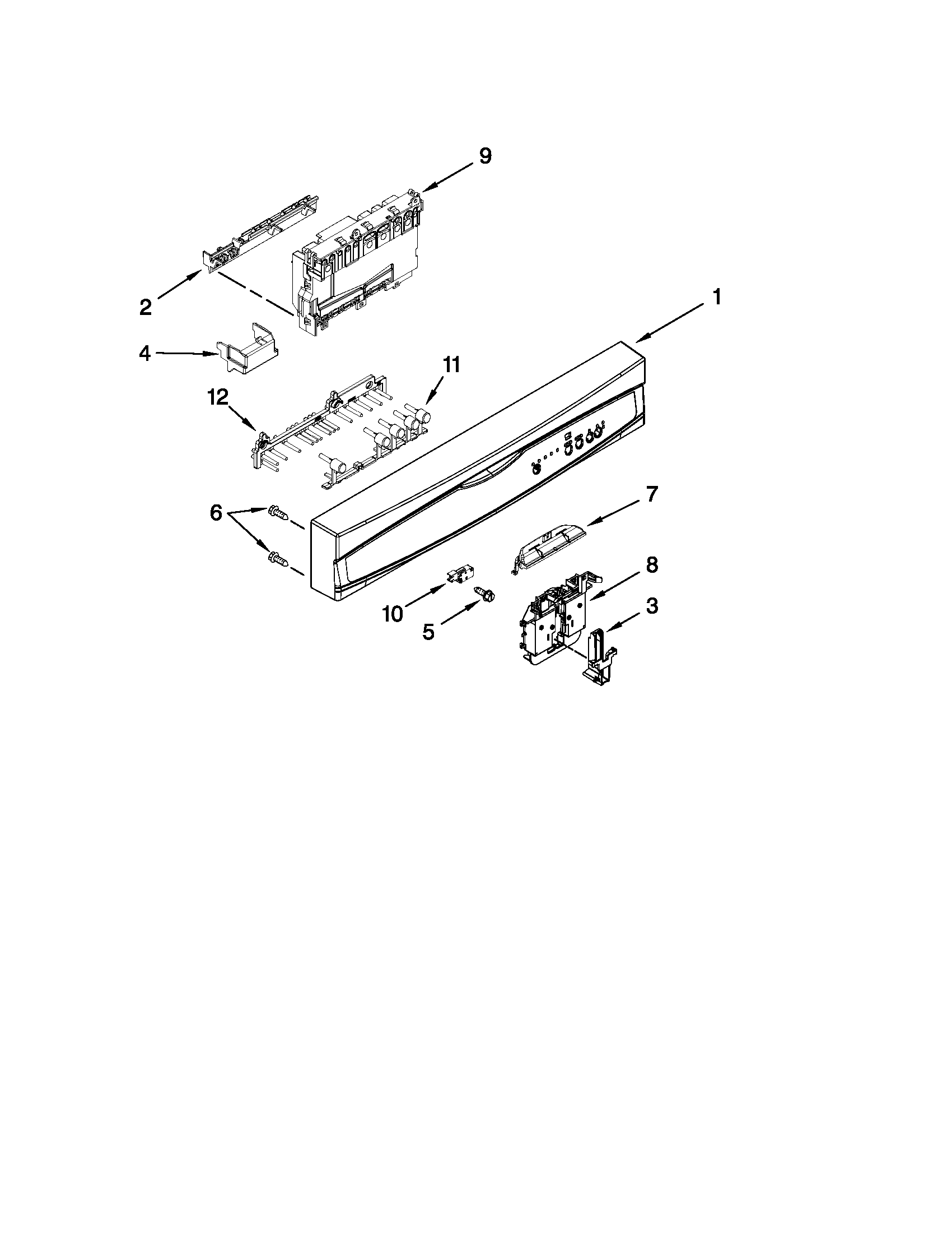 Kenmore 66515114K210 control panel and latch parts diagram