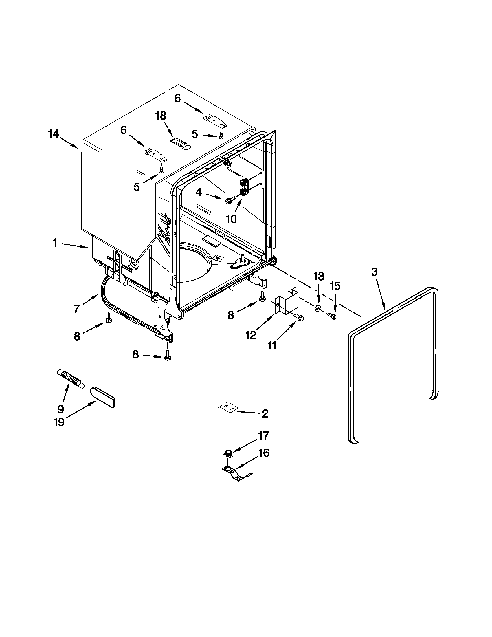 Kenmore 66515114K210 tub and frame parts diagram