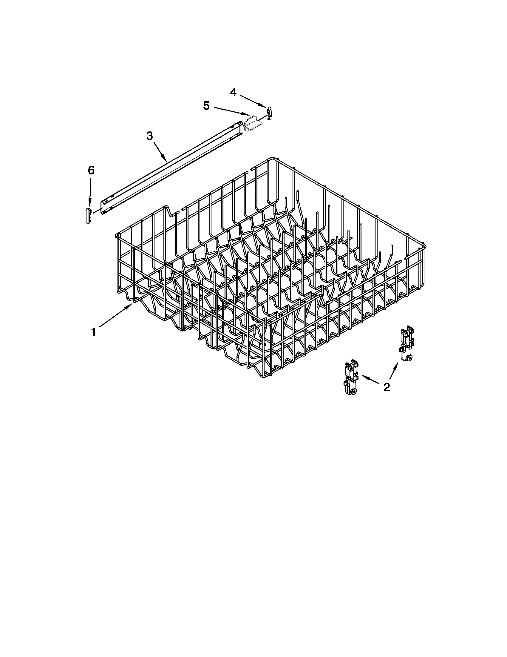Kenmore 66515114K210 upper rack and track parts diagram