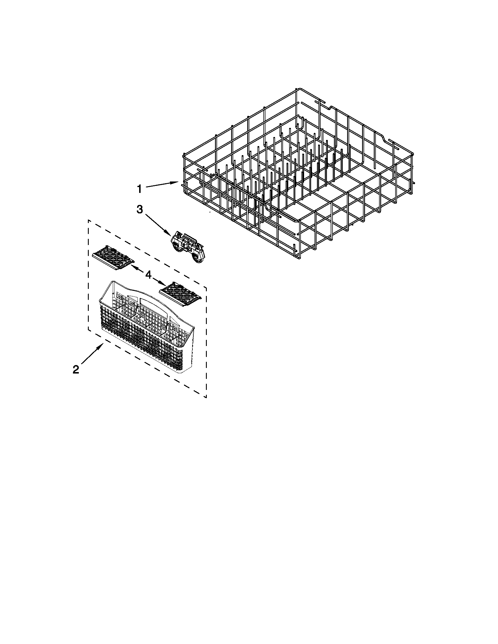 Kenmore 66515114K210 lower rack parts diagram