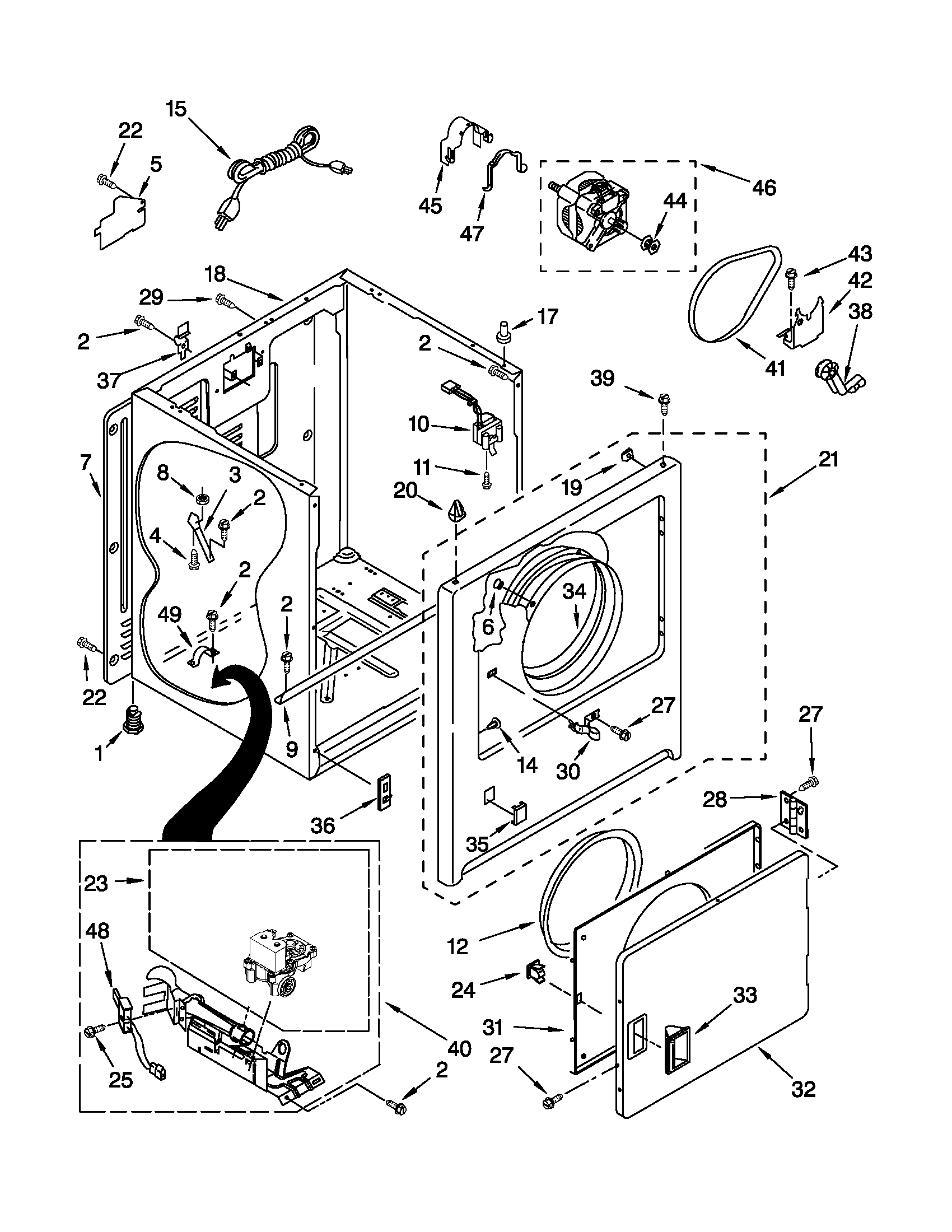 Kenmore 11070012003 cabinet parts diagram