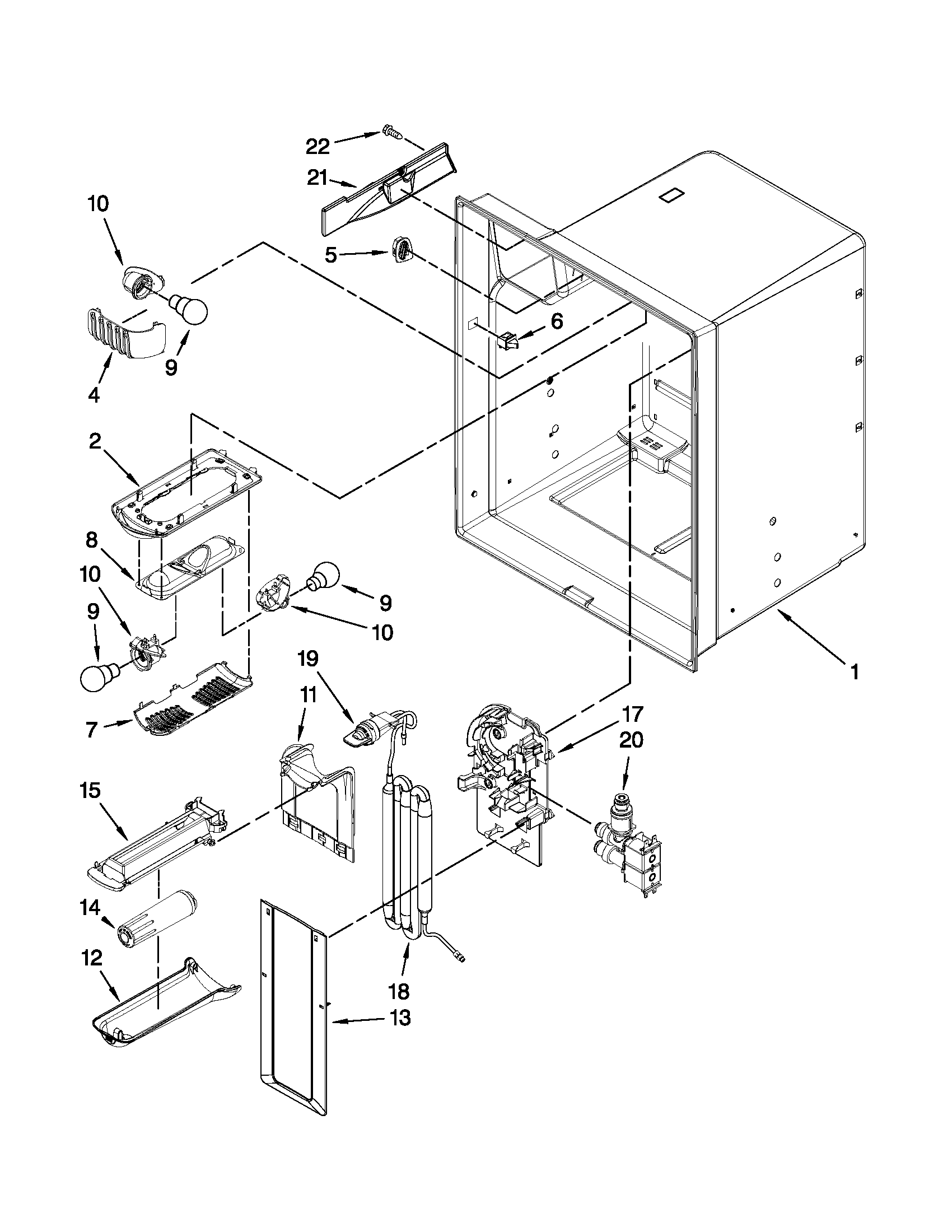 Kenmore 59679543015 refrigerator liner parts diagram