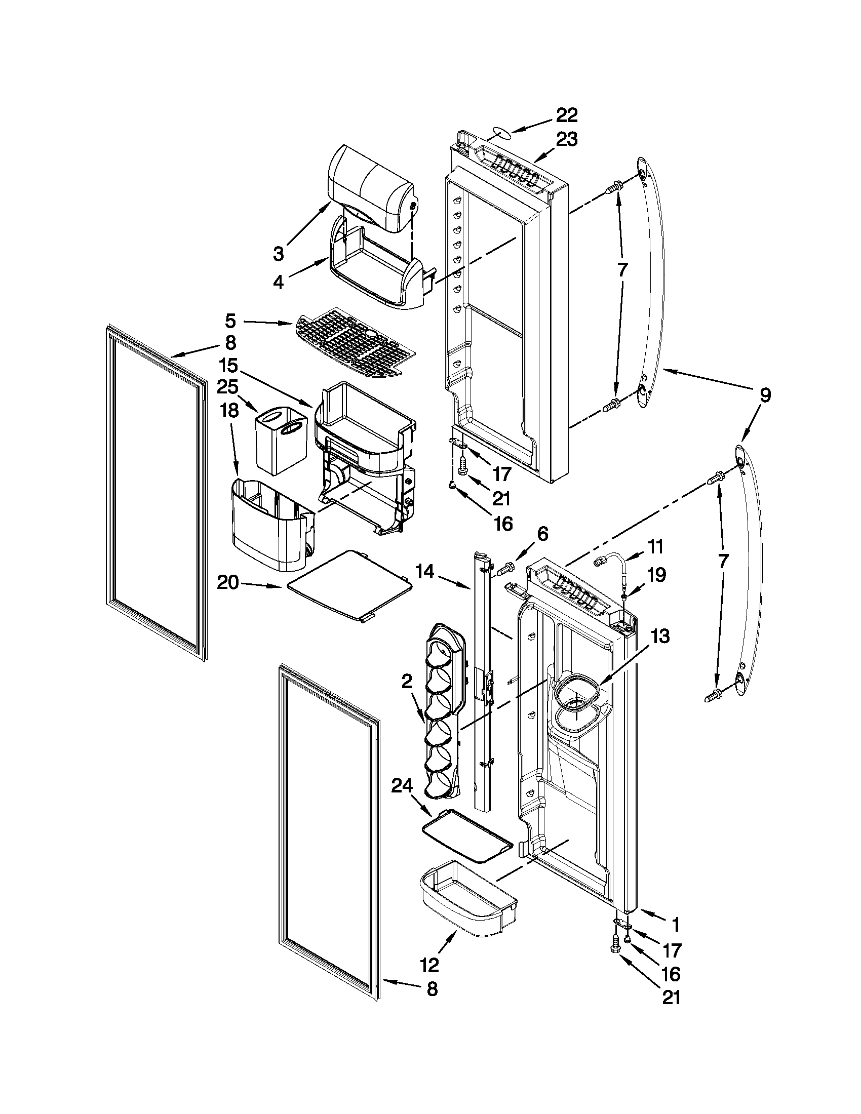 Kenmore 59679543015 refrigerator door parts diagram