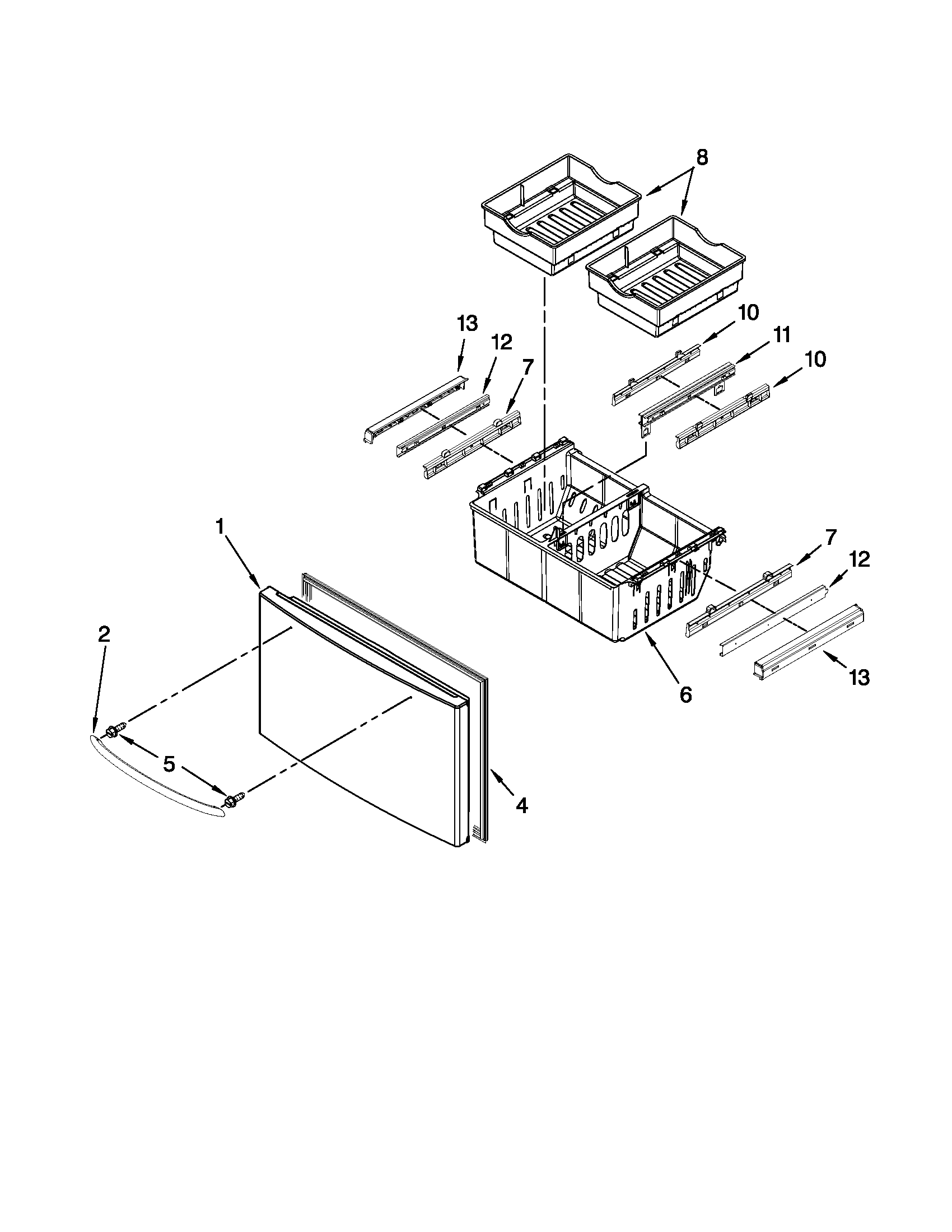 Kenmore 59679543015 freezer door parts diagram