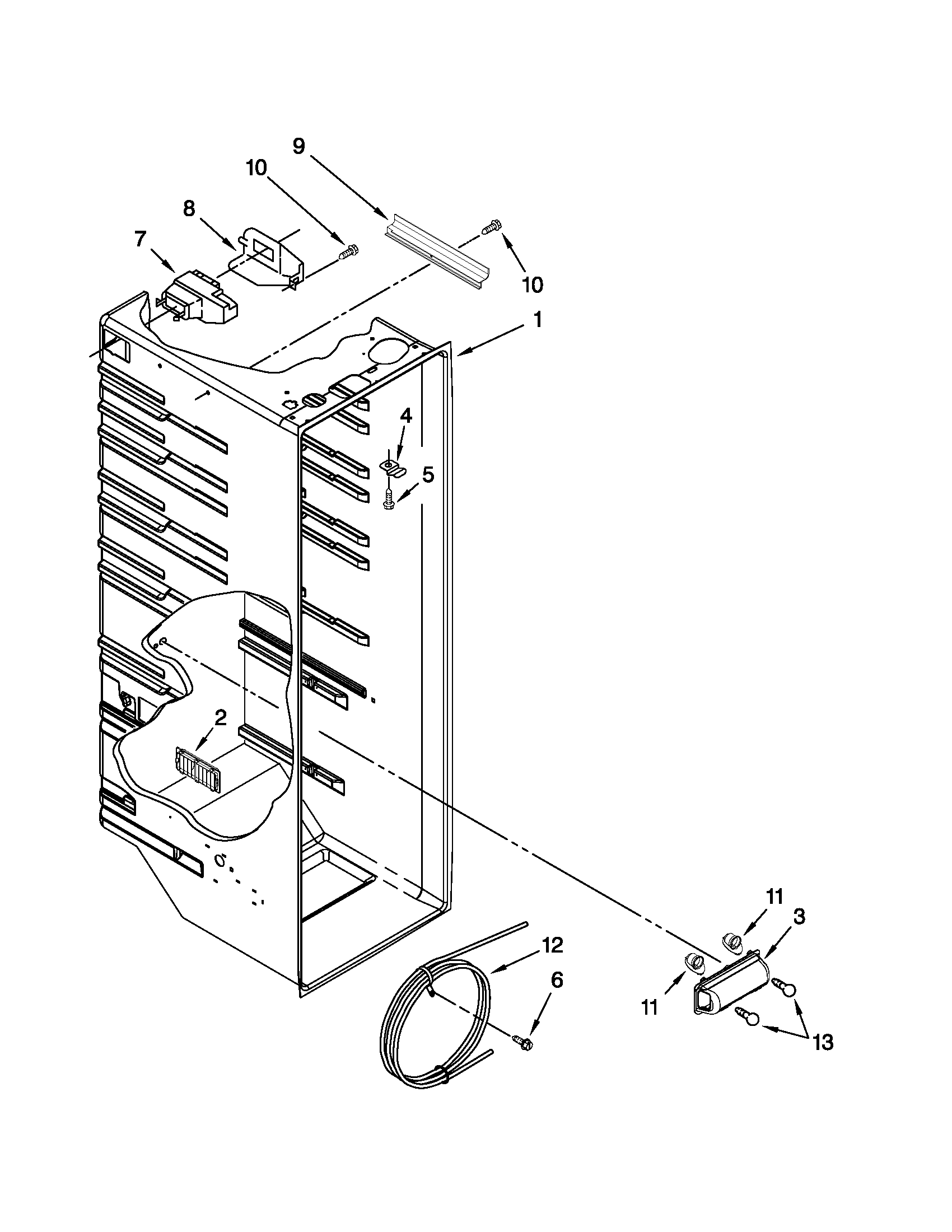 Kenmore 10650212011 refrigerator liner parts diagram