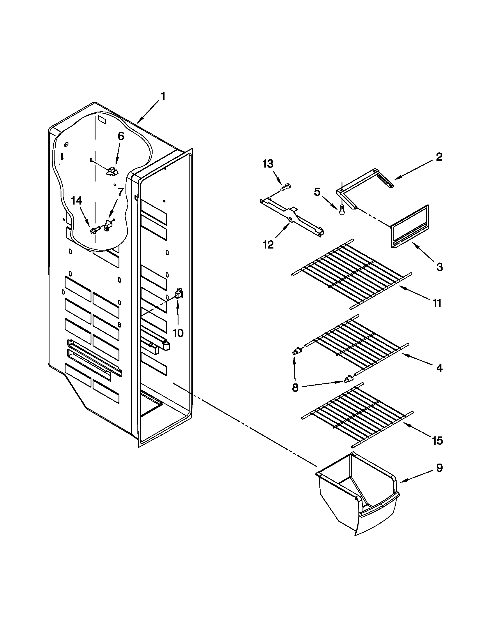 Kenmore 10650212011 freezer liner parts diagram