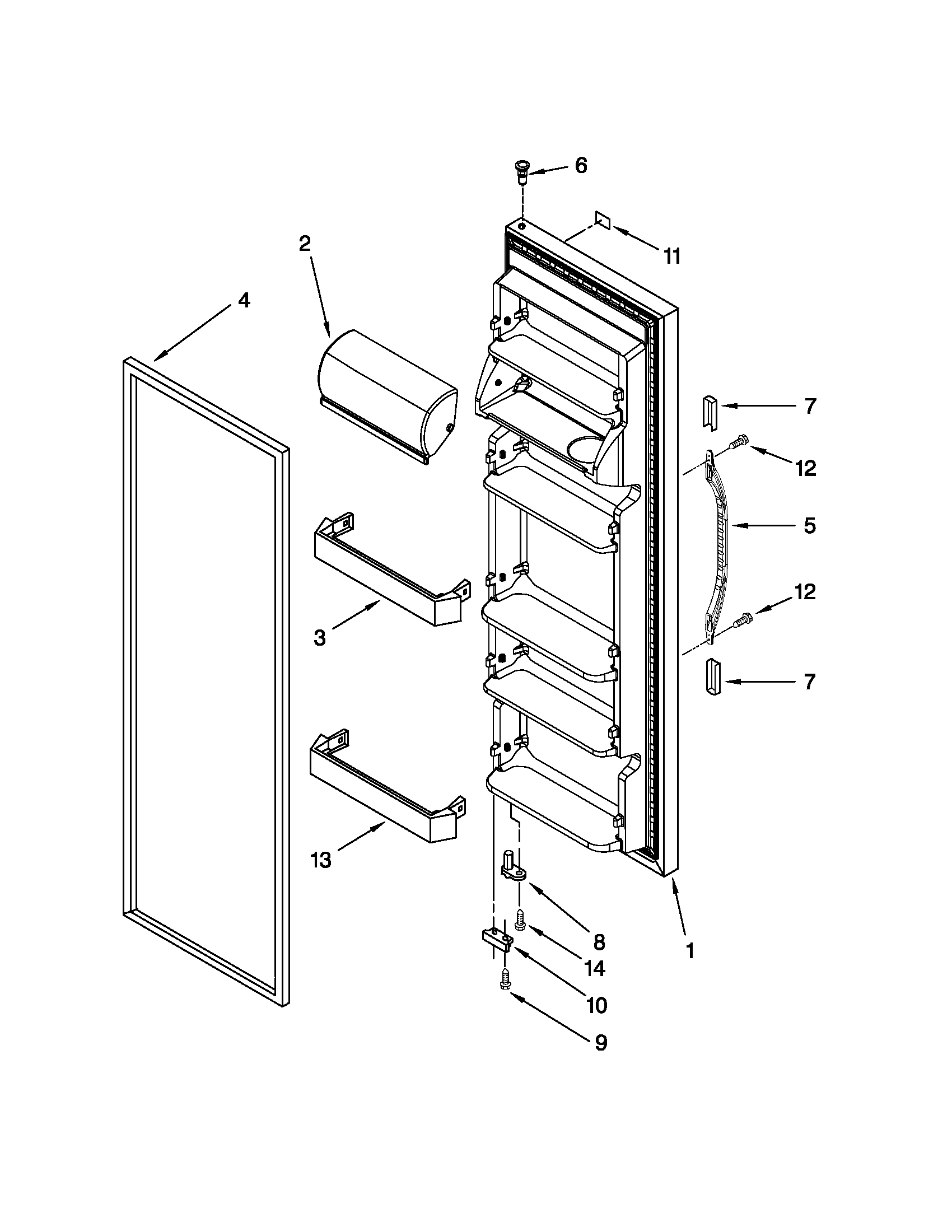 Kenmore 10650212011 refrigerator door parts diagram