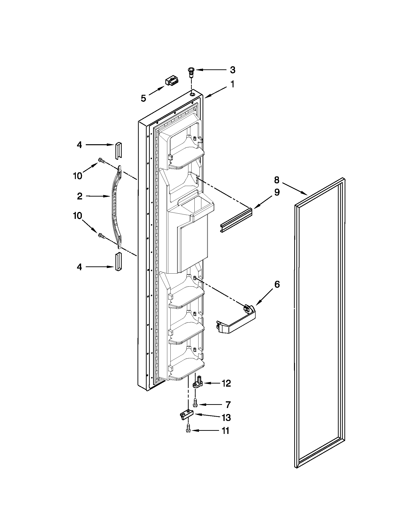 Kenmore 10650212011 freezer door parts diagram