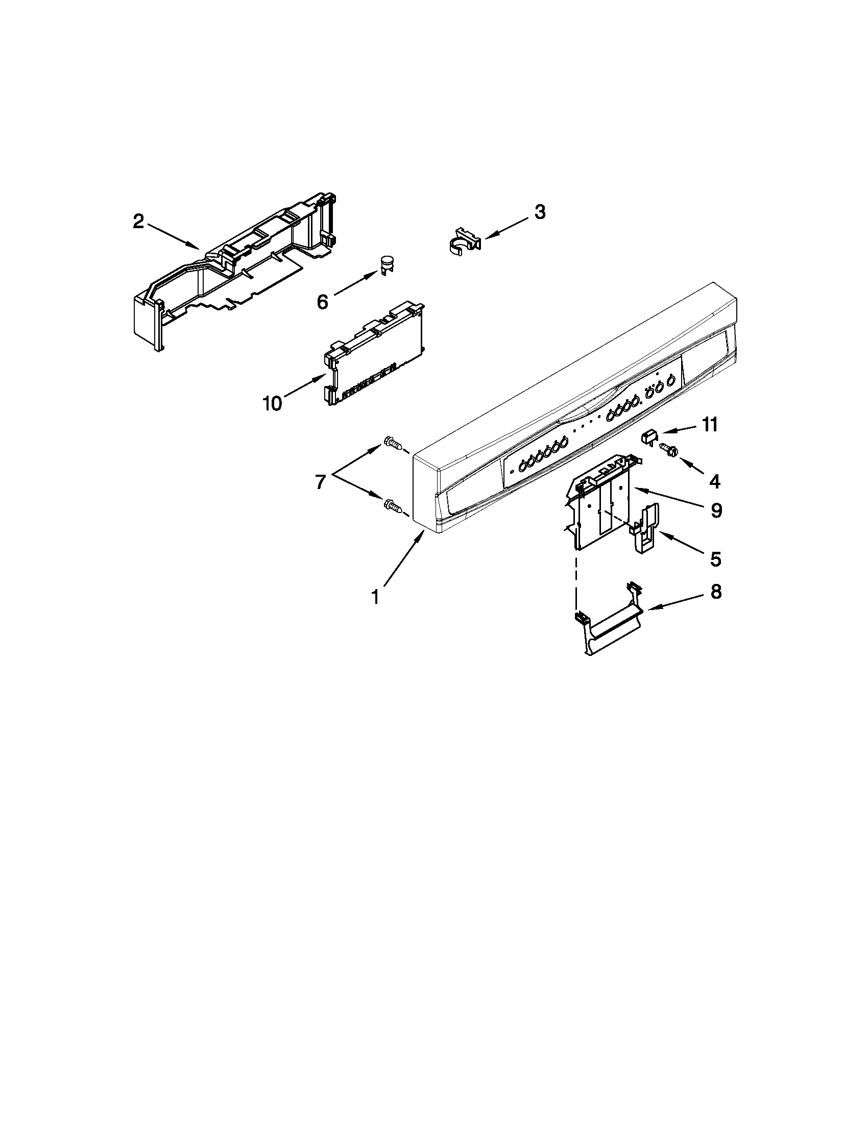 Kenmore 66513744K604 control panel and latch parts diagram