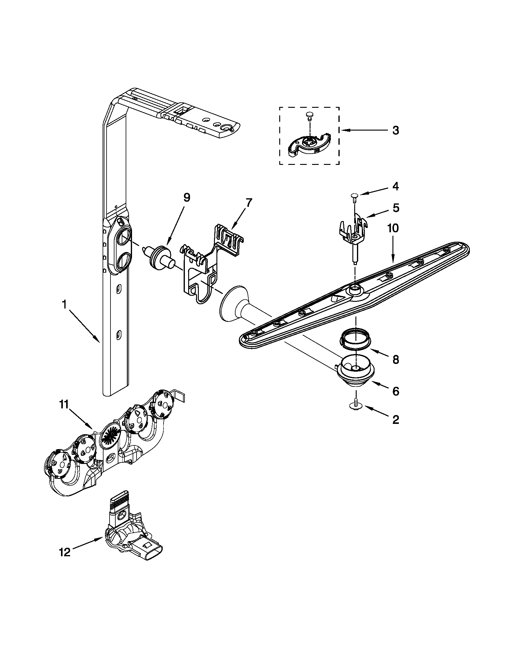 Kenmore 66513744K604 upper wash and rinse parts diagram