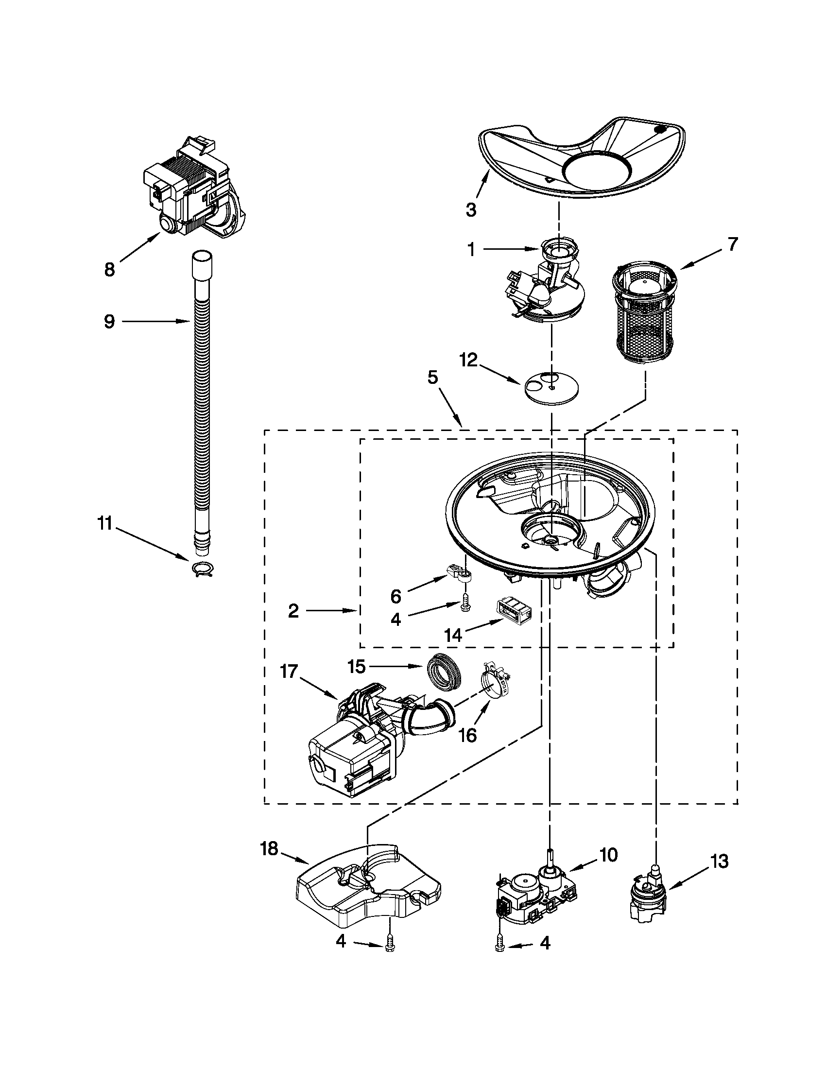 Kenmore 66513299K110 pump and motor parts diagram