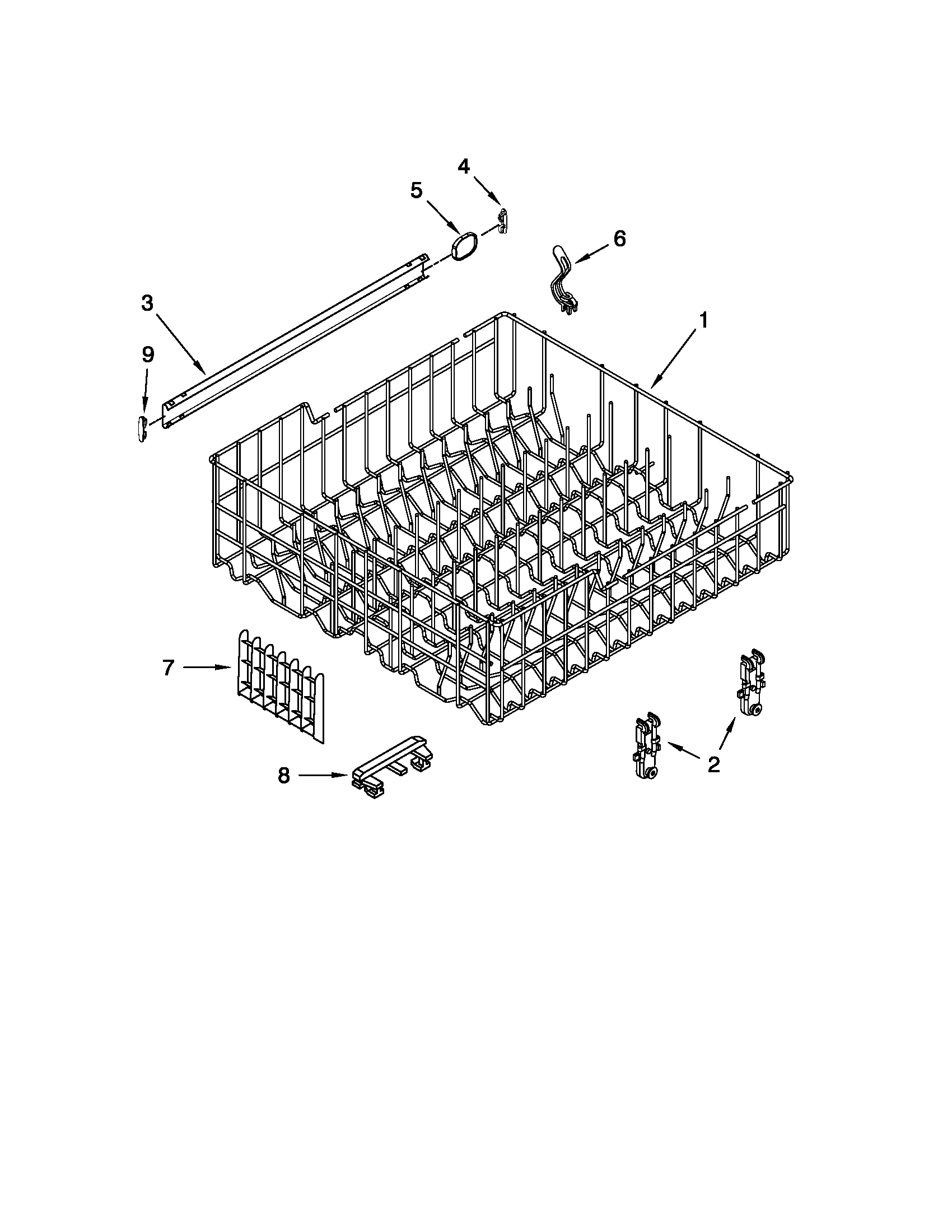 Kenmore 66513033K110 upper rack and track parts diagram