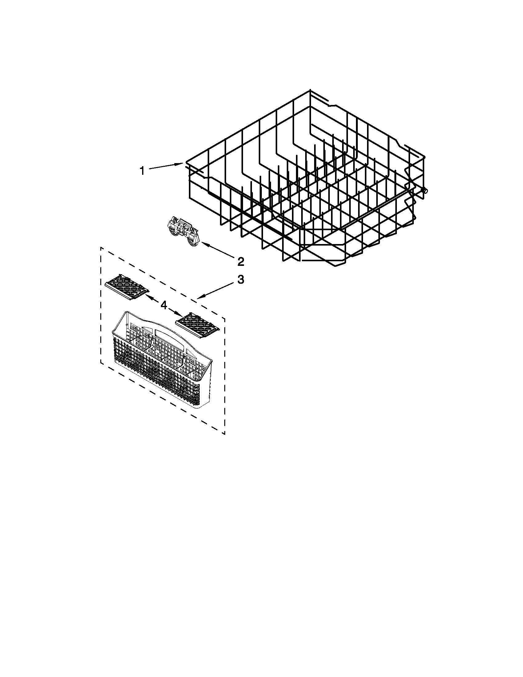 Kenmore 66513033K110 lower rack parts diagram