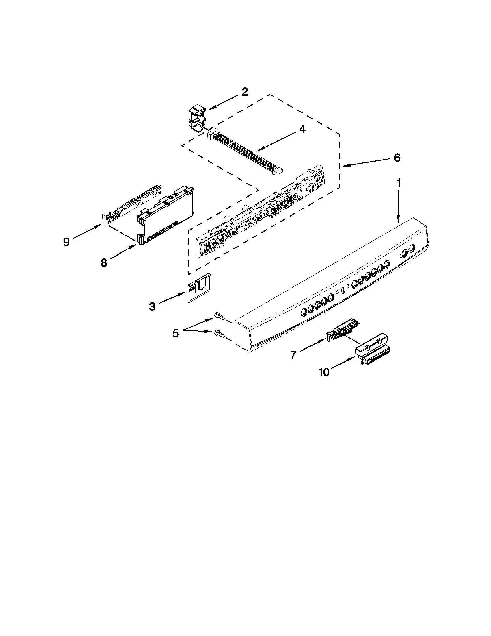 Kenmore 66513262K111 control panel and latch parts diagram