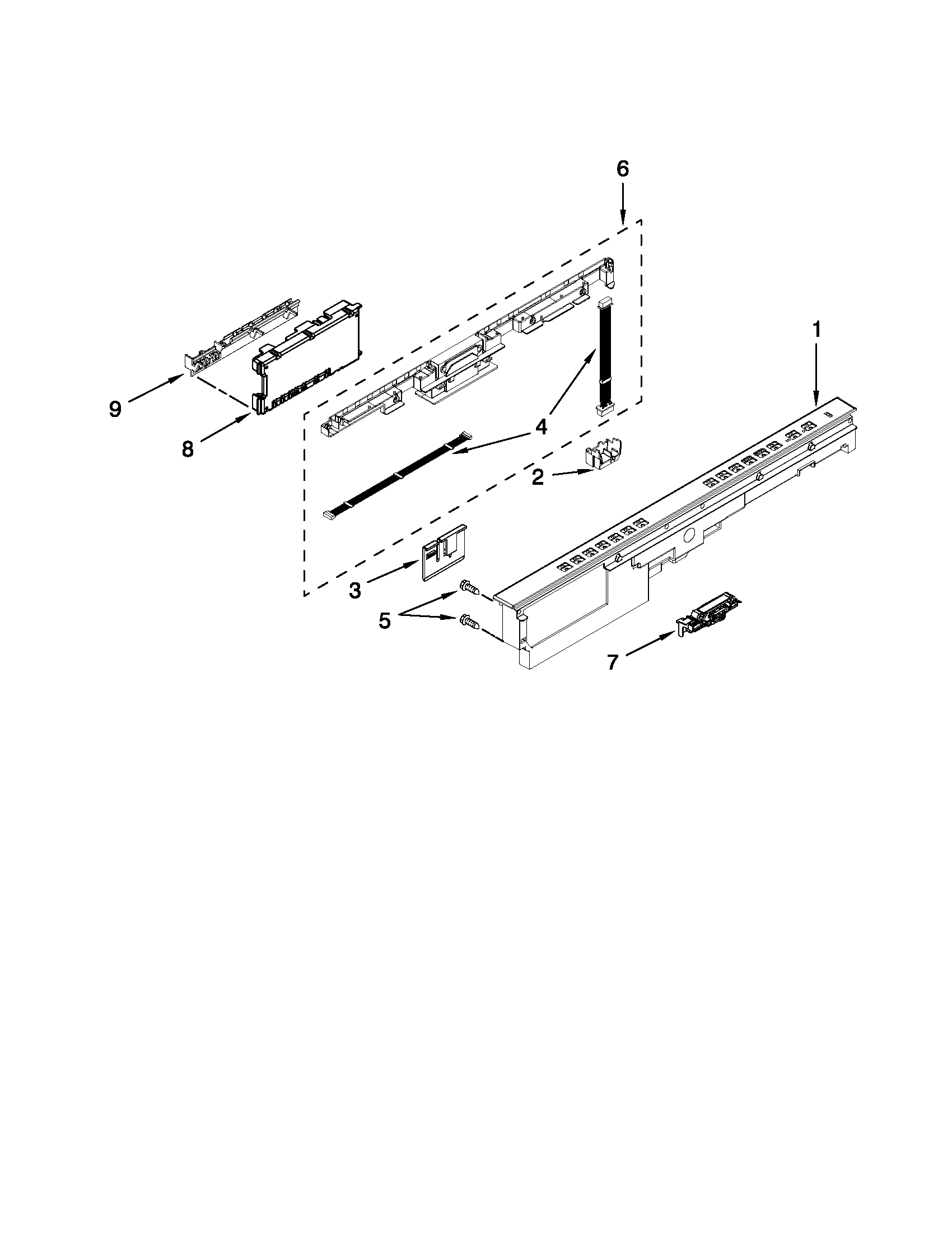 Kenmore 66513293K112 control panel and latch parts diagram