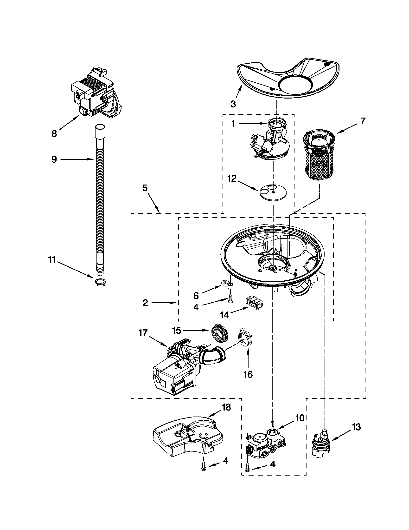 Kenmore 66513293K112 pump and motor parts diagram