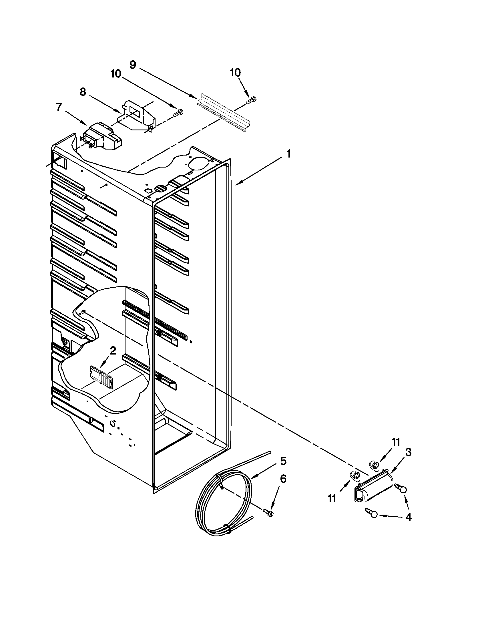 Kenmore 10651102110 refrigerator liner parts diagram