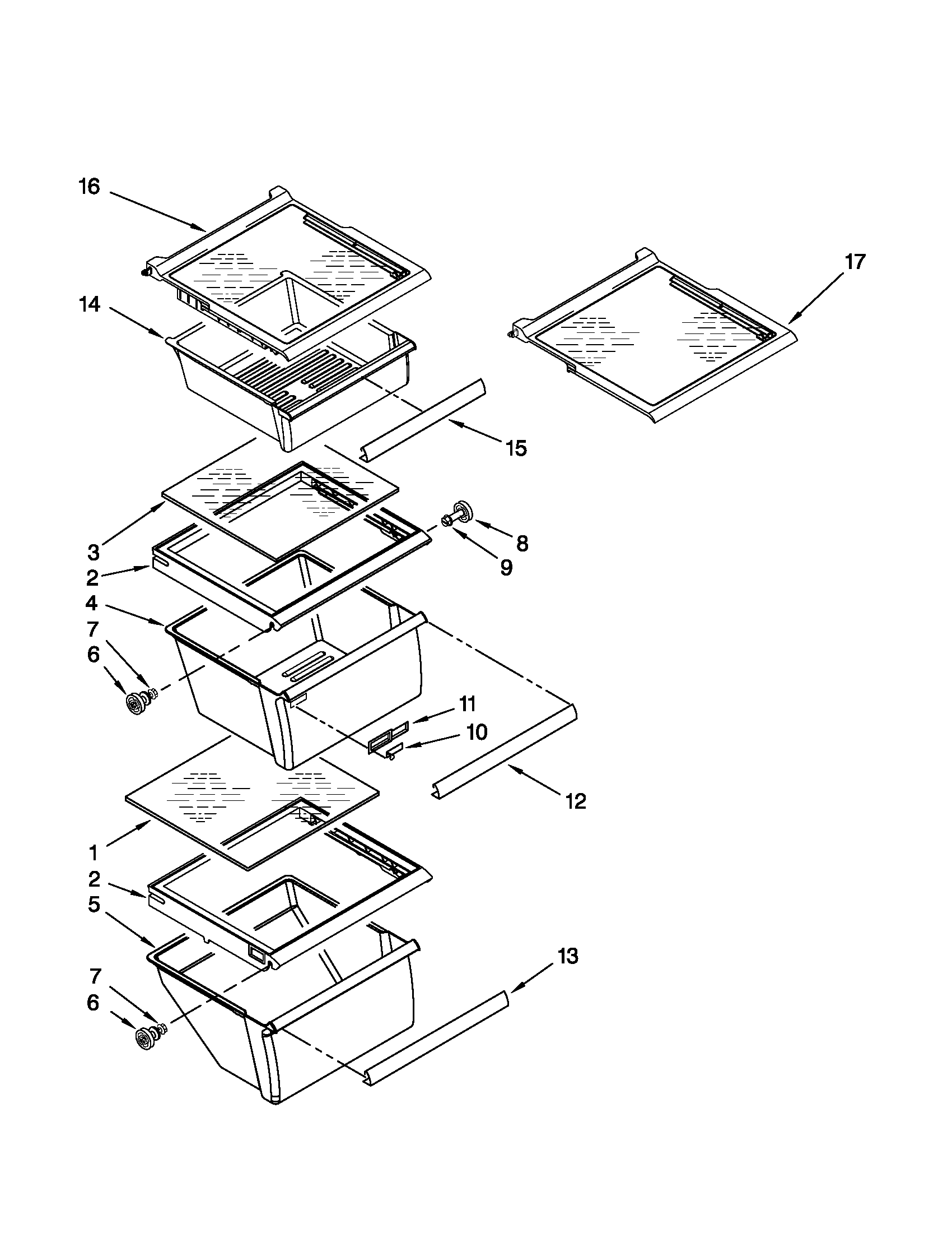 Kenmore 10651102110 refrigerator shelf parts diagram