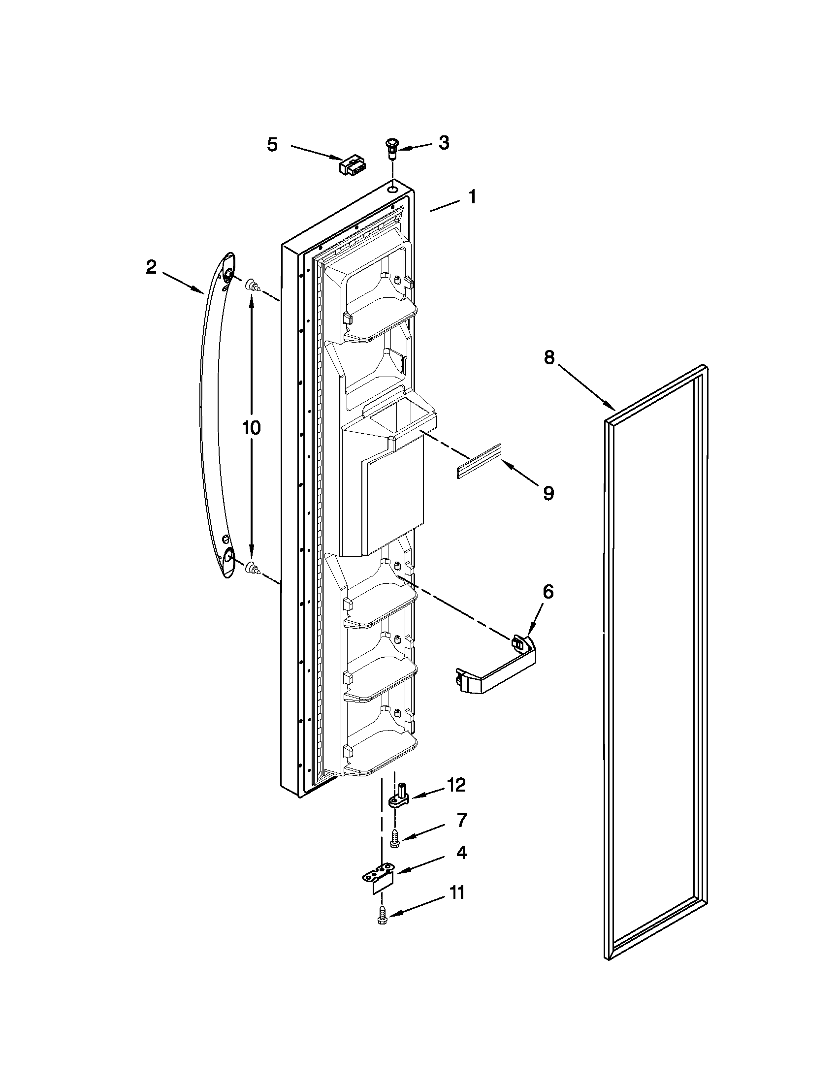 Kenmore 10651102110 freezer door parts diagram