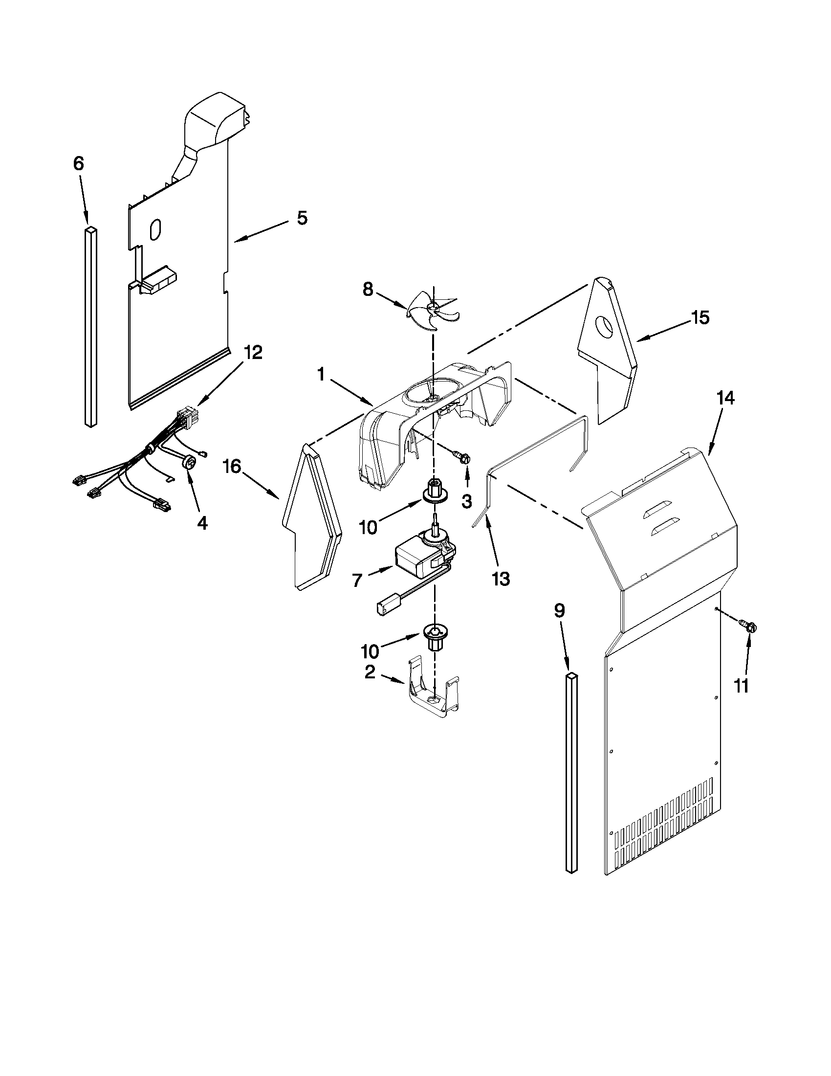 Kenmore 10651102110 air flow parts diagram