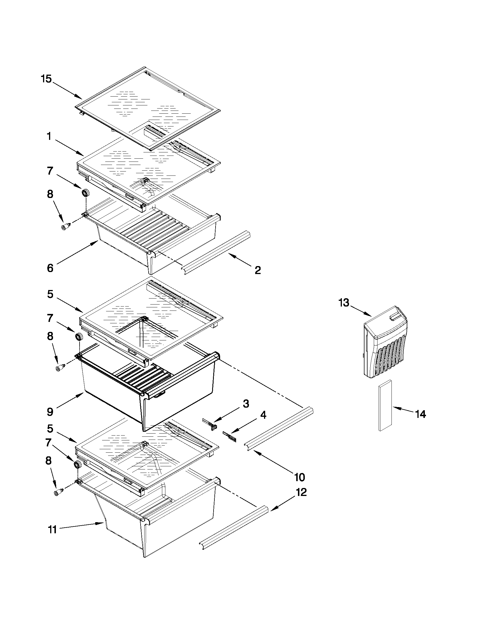 Kenmore Elite 10651142111 refrigerator shelf parts diagram