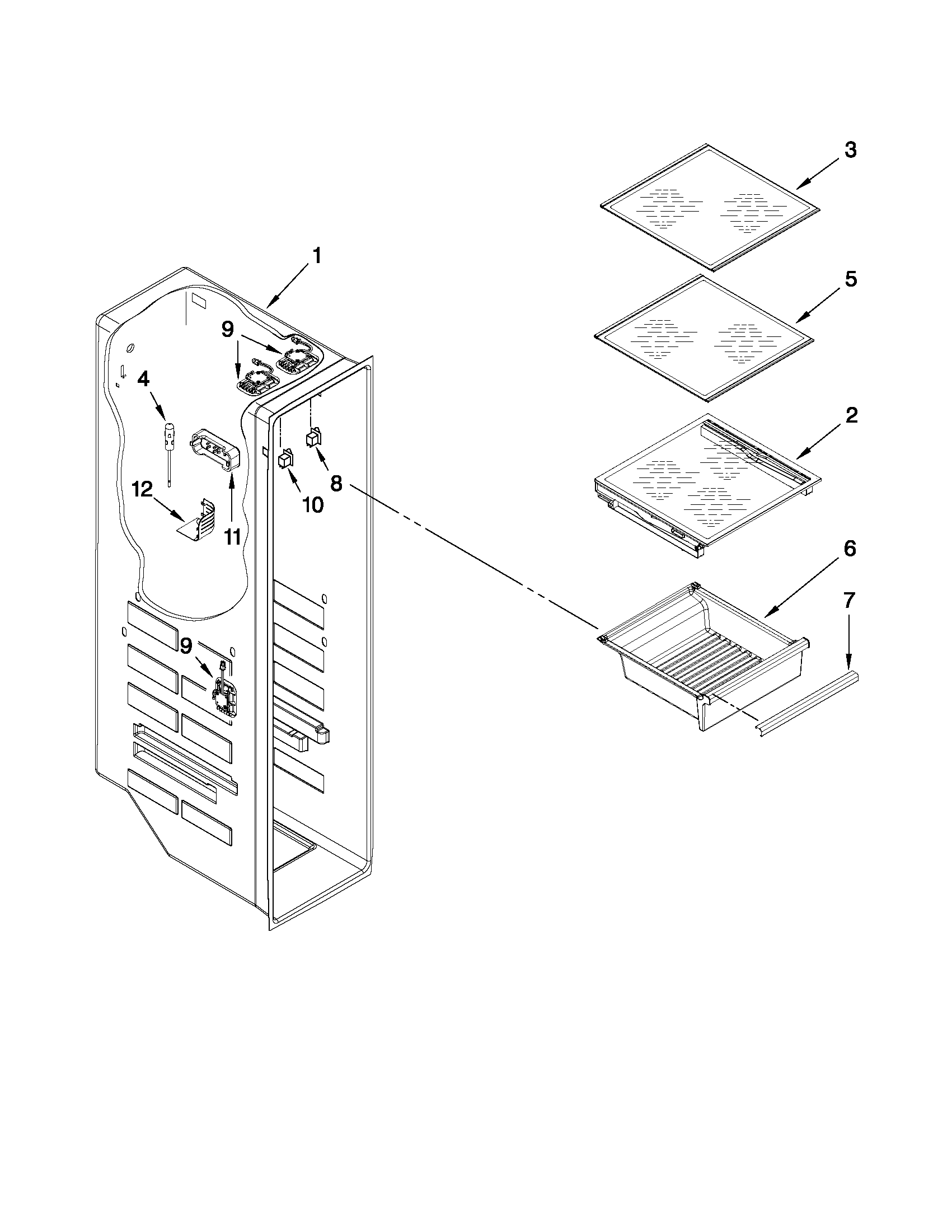 Kenmore Elite 10651142111 freezer liner parts diagram