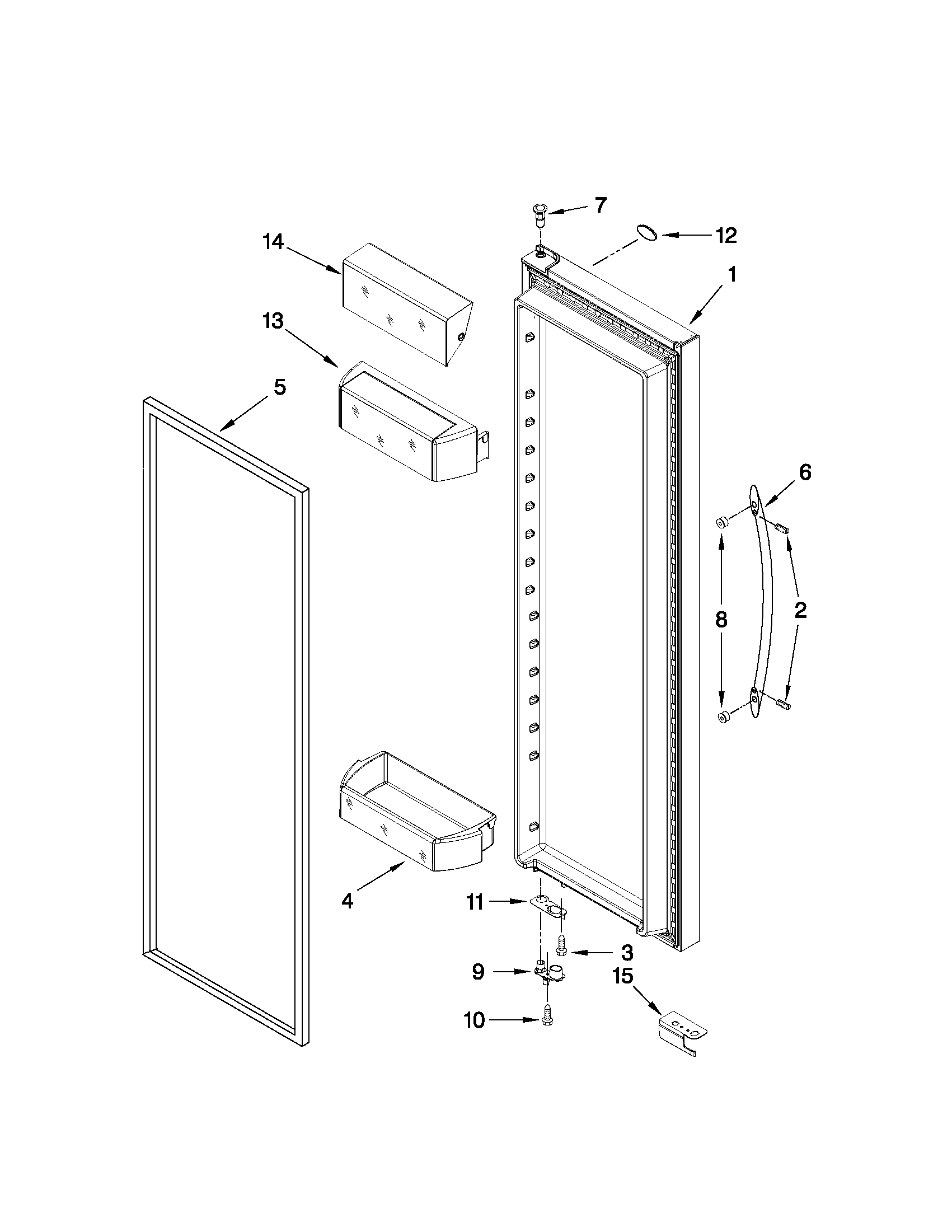 Kenmore Elite 10651142111 refrigerator door parts diagram
