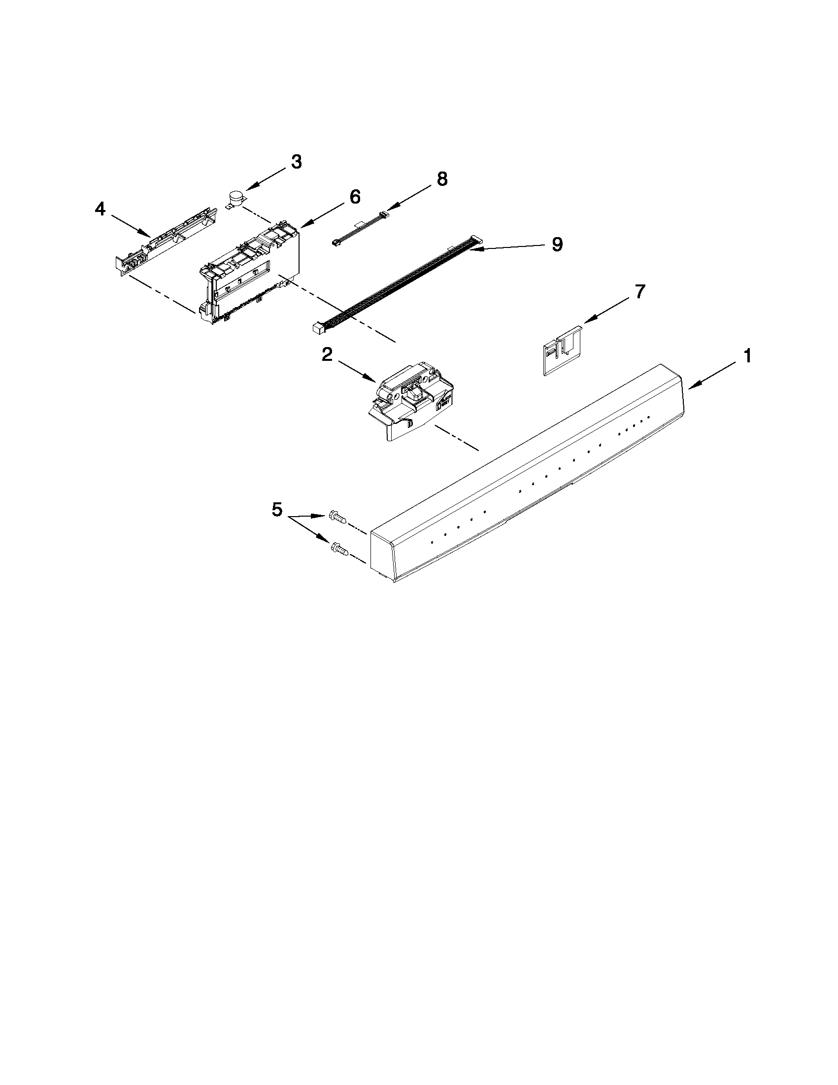 Kenmore Elite 66513973K010 control panel and latch parts diagram