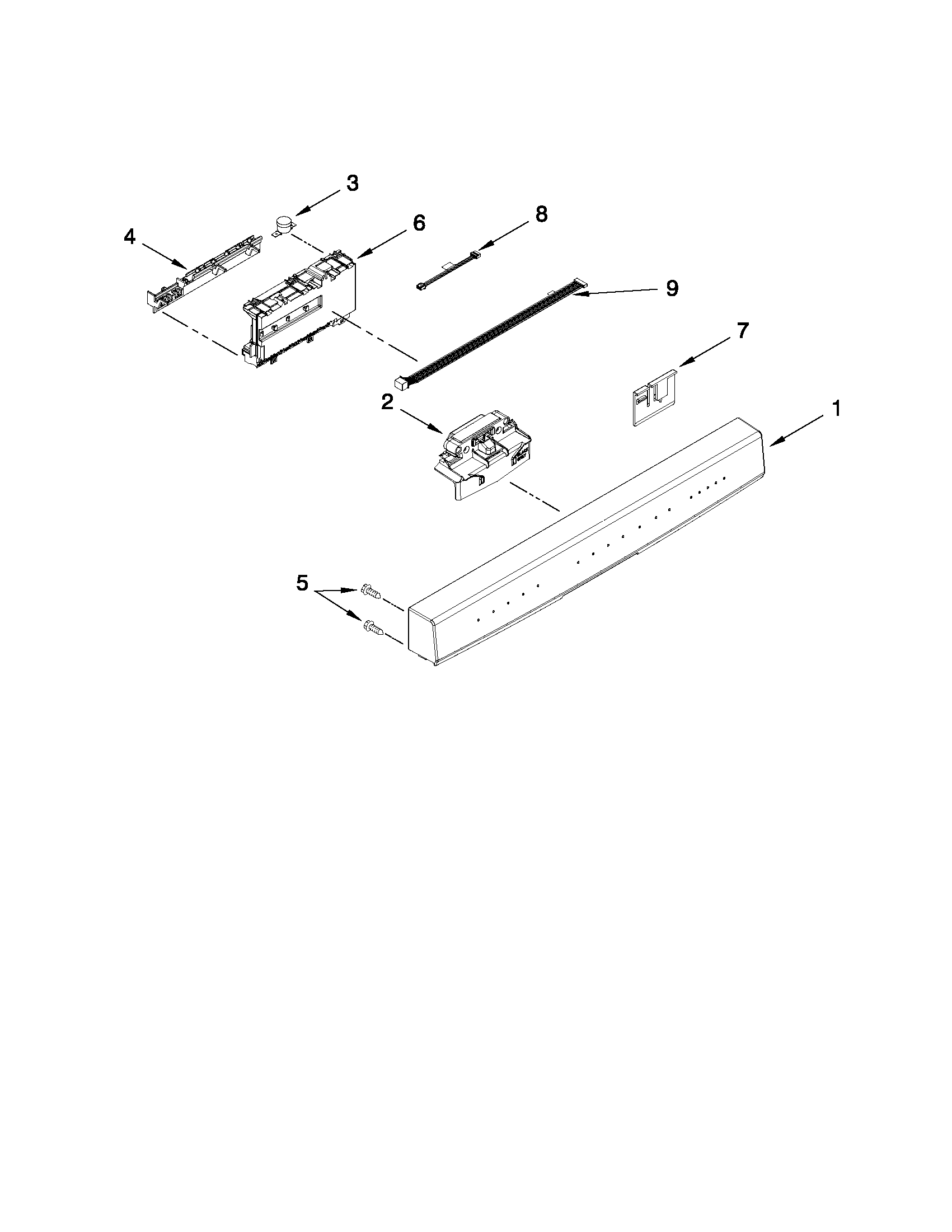 Kenmore 66514063K010 control panel and latch parts diagram
