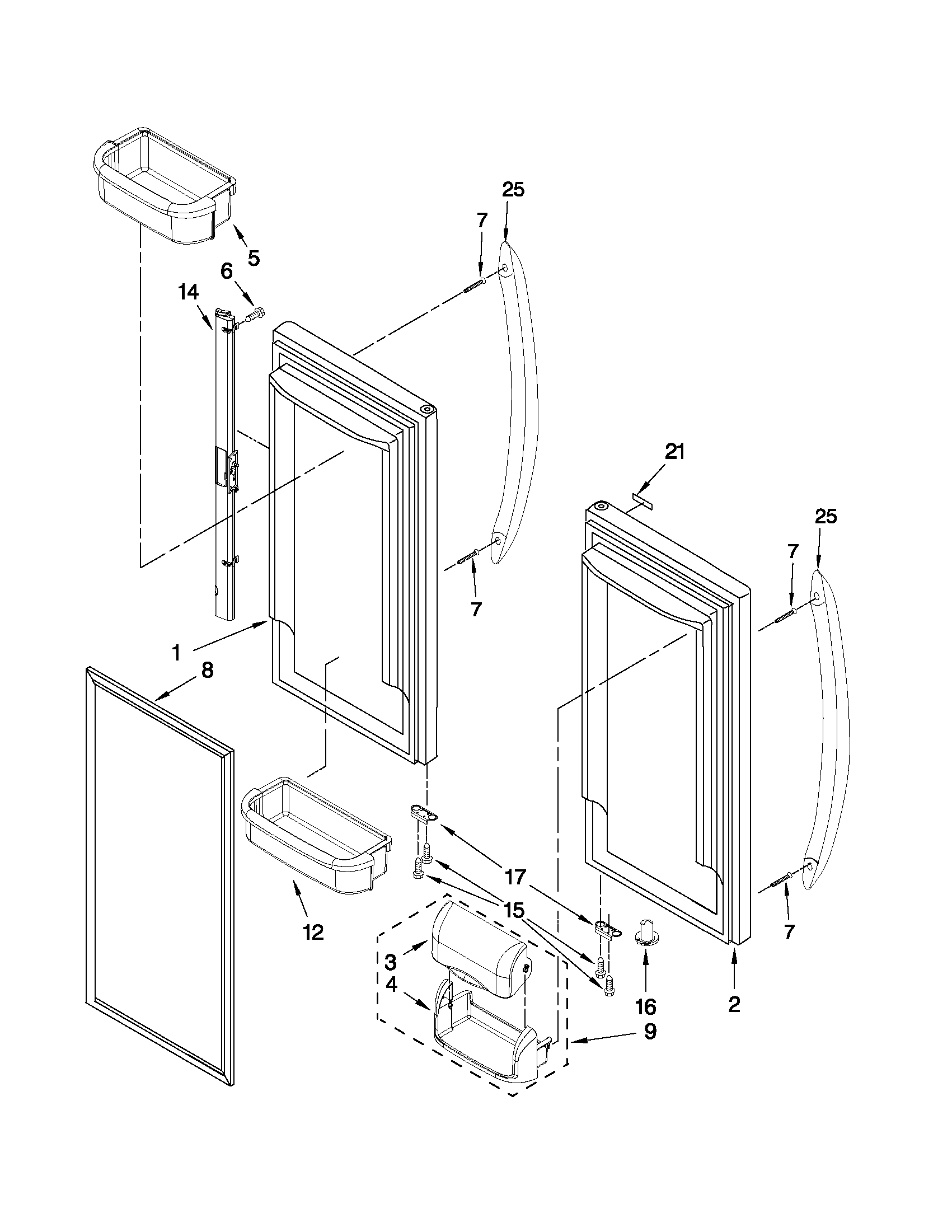 Kenmore 59672003014 refrigerator door parts diagram