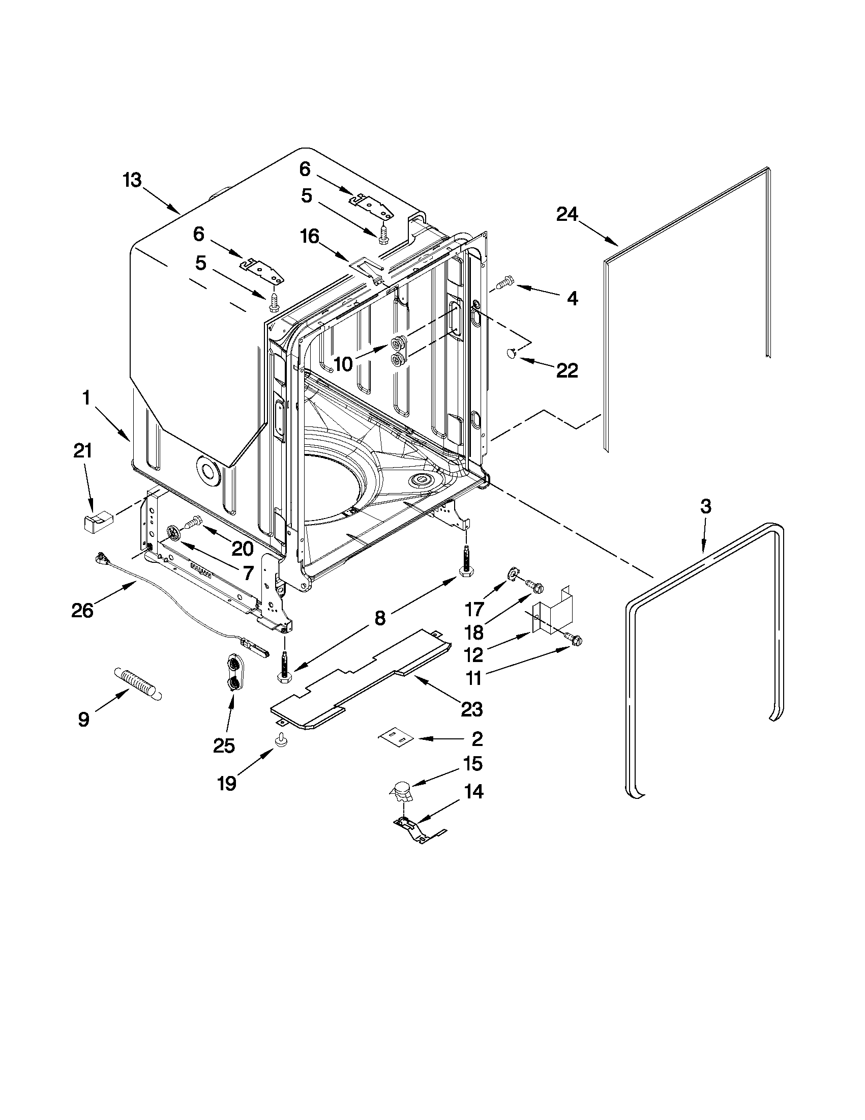 Kenmore 66513252K112 tub and frame parts diagram