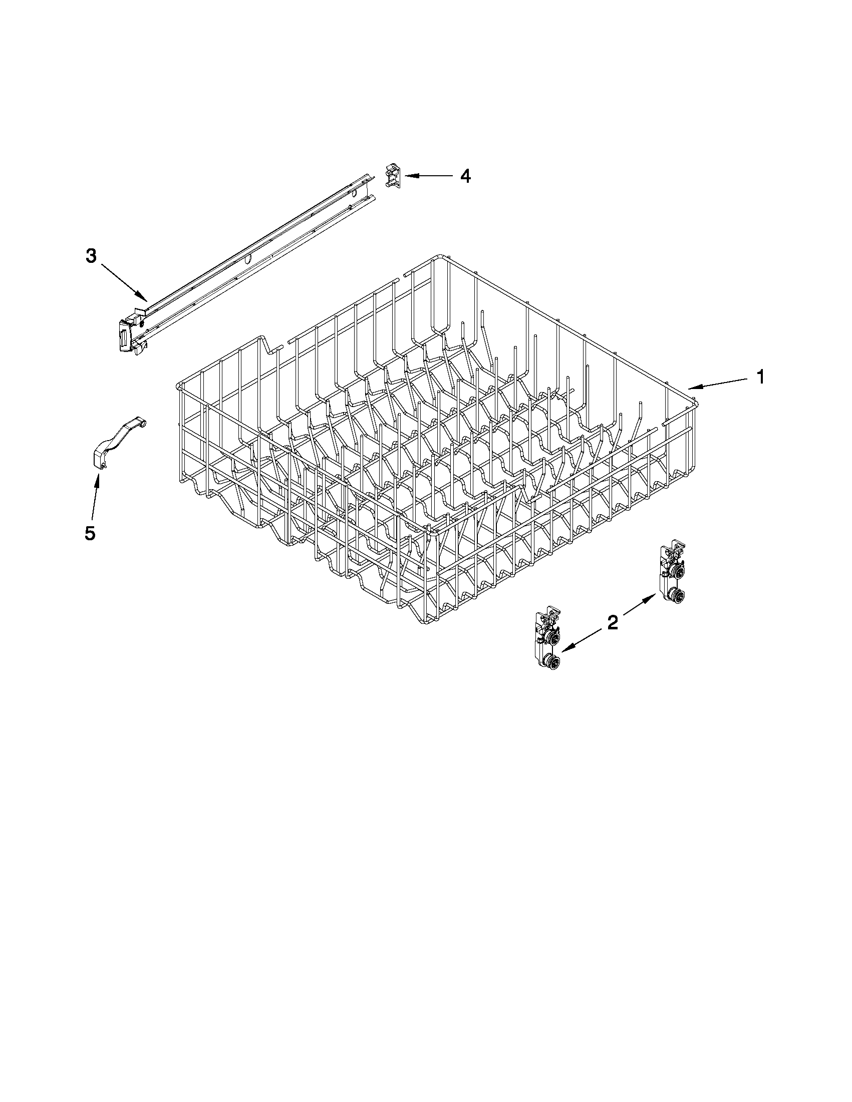 Kenmore 66513252K112 upper rack and track parts diagram