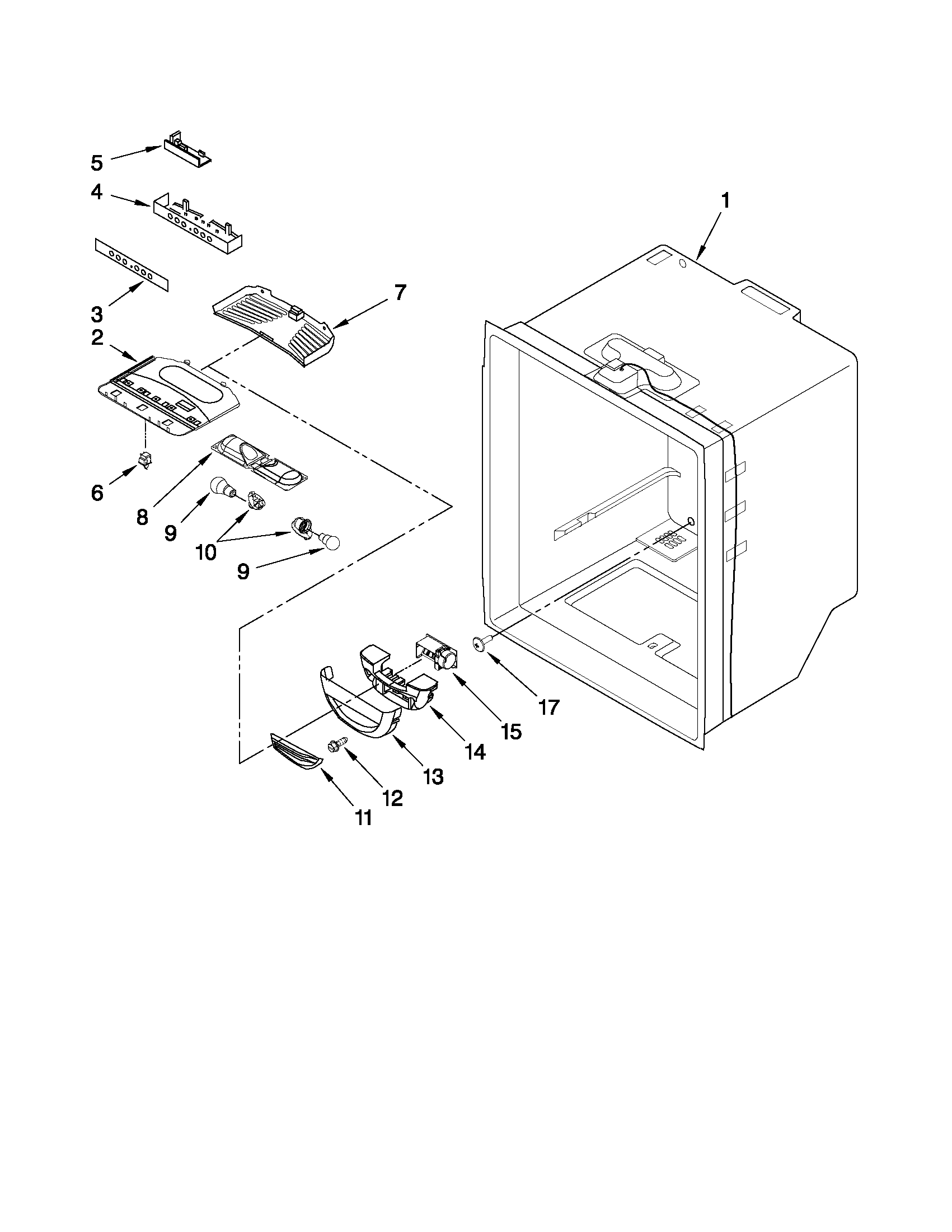 Kenmore 59669982011 refrigerator liner parts diagram