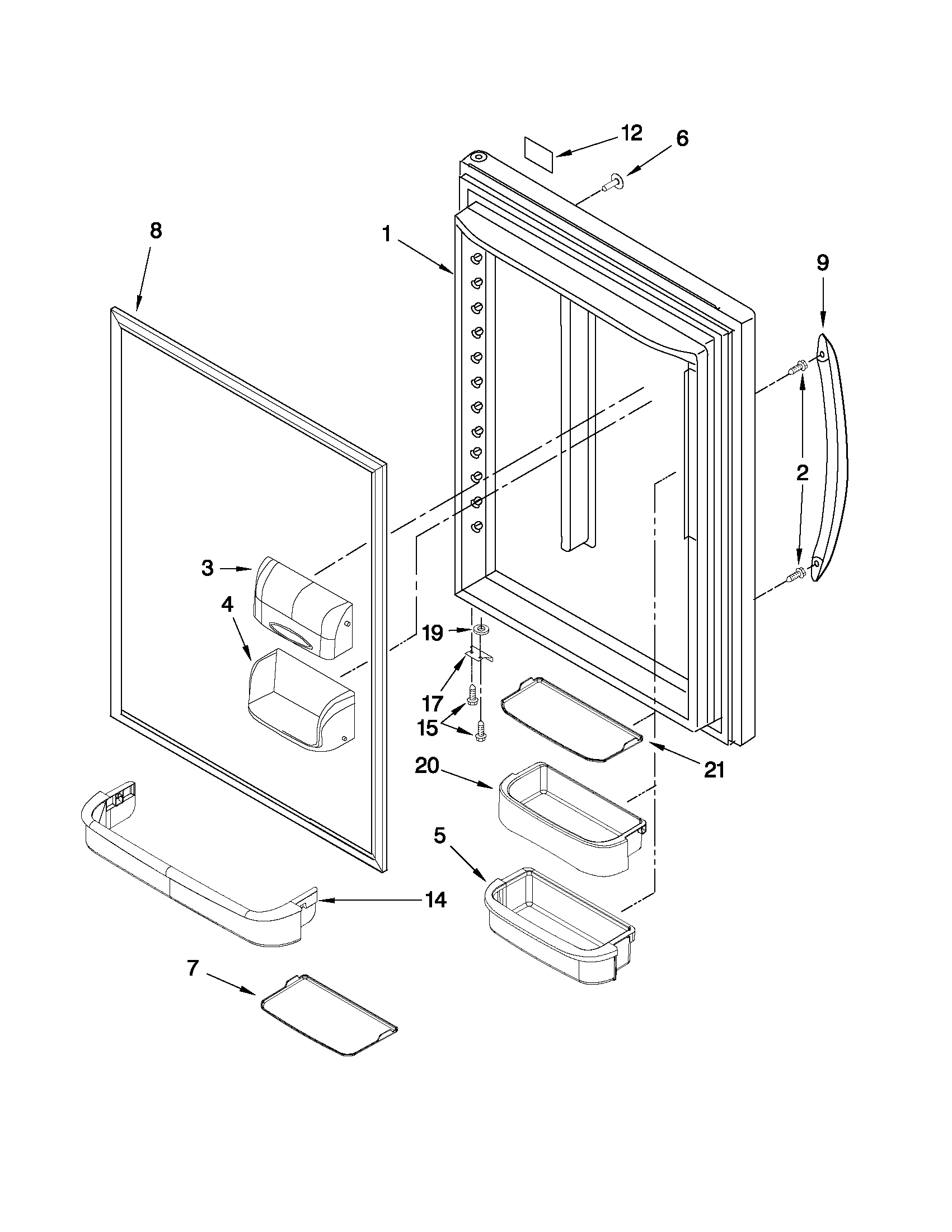 Kenmore 59669932012 refrigerator door parts diagram
