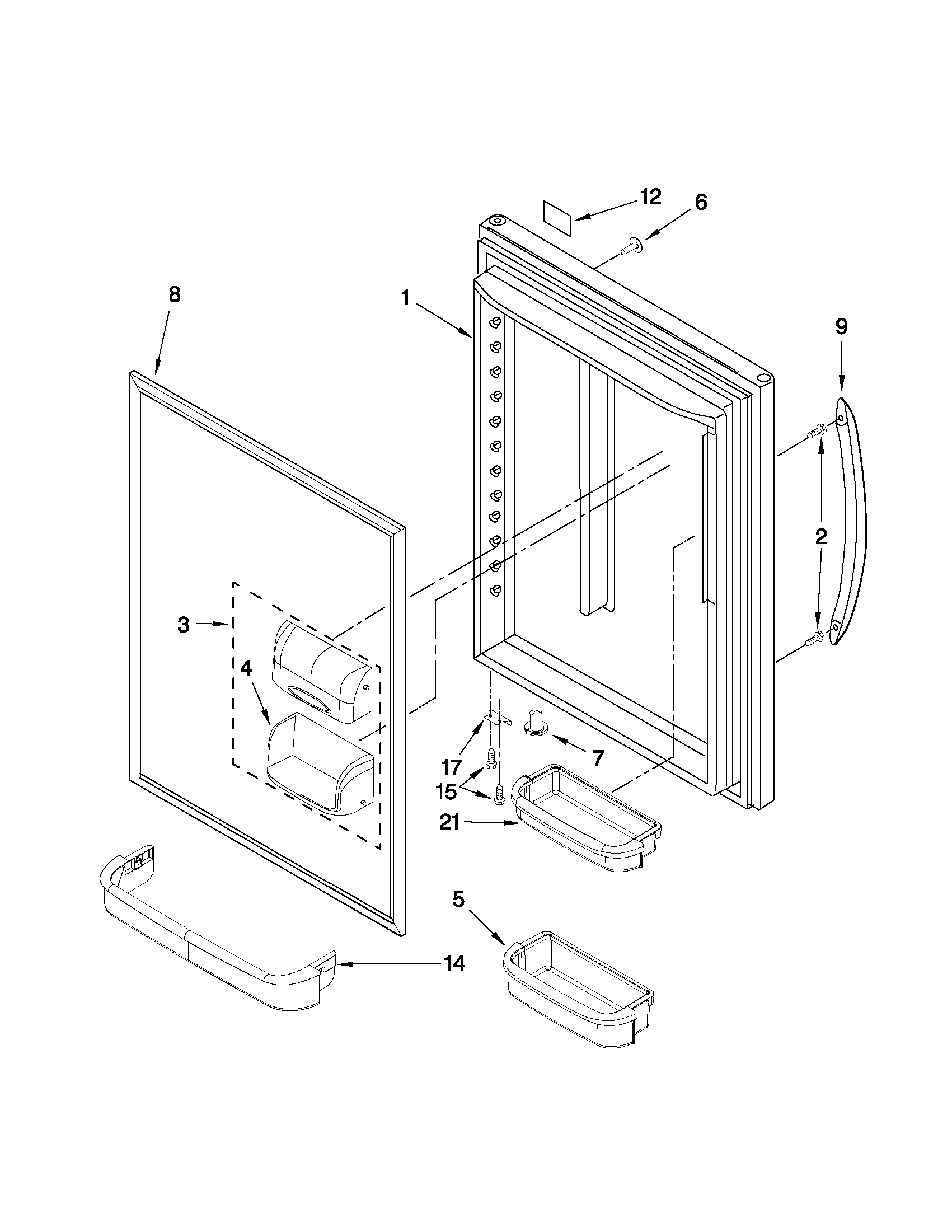 Kenmore 59669963012 refrigerator door parts diagram
