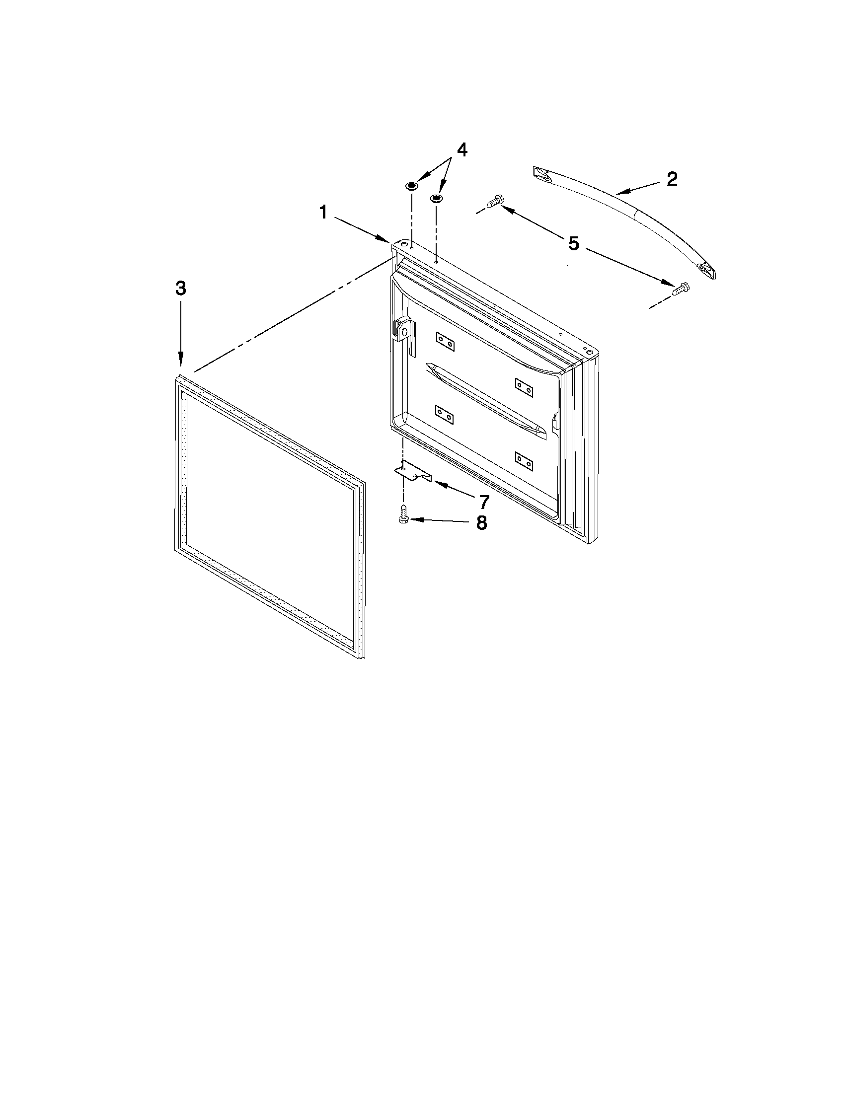 Kenmore 59669289012 freezer door parts diagram