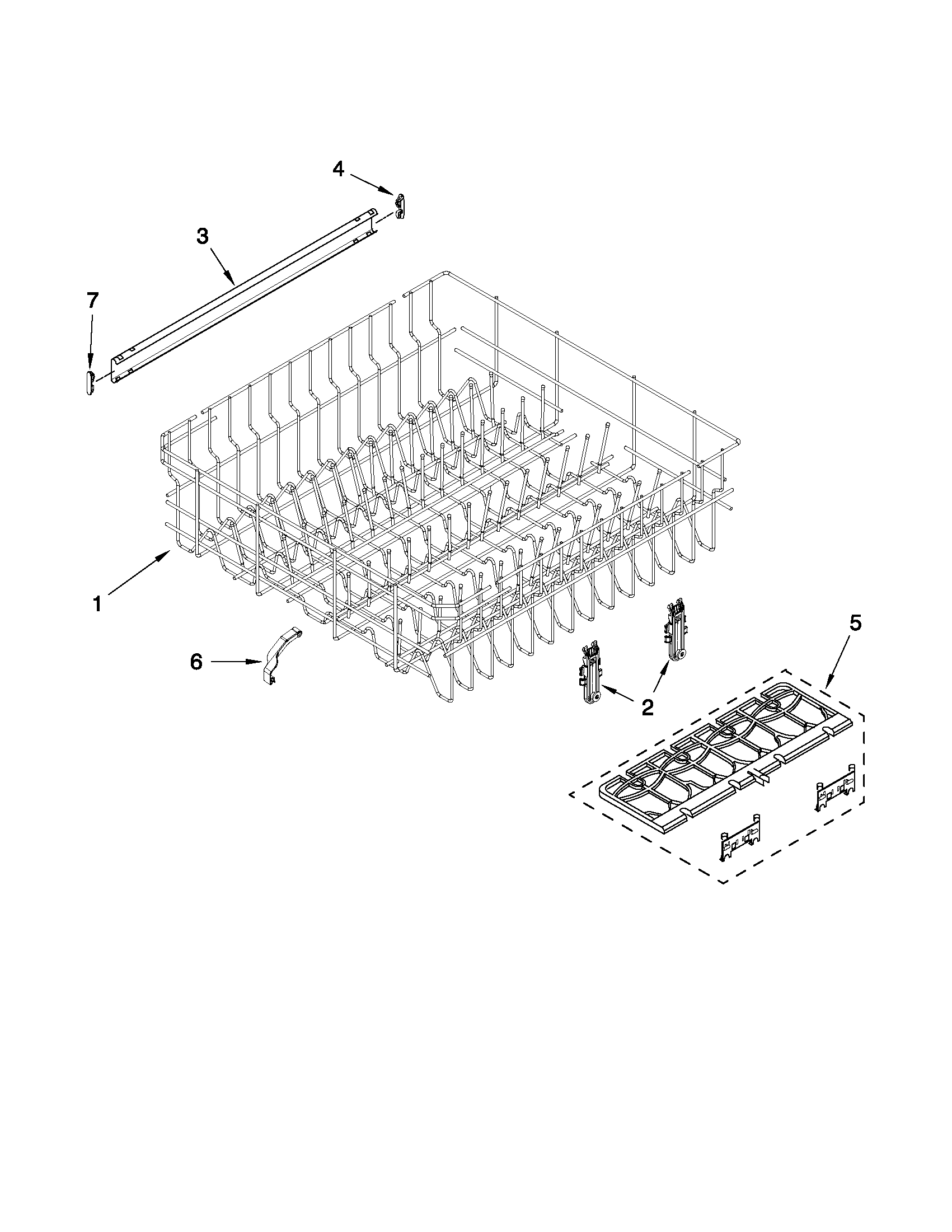 Kenmore 66513073K211 upper rack and track parts diagram