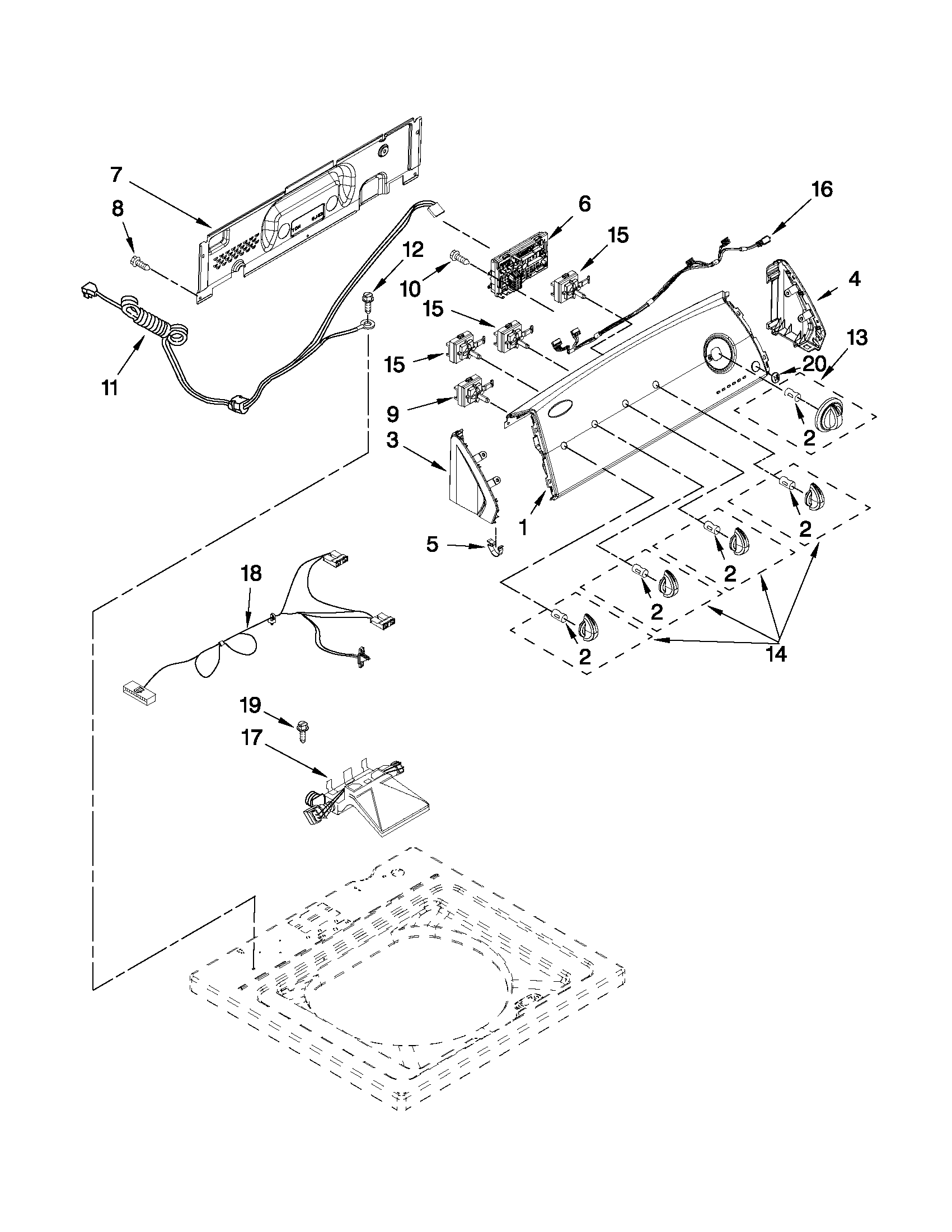 Kenmore 11021302013 console and water inlet parts diagram