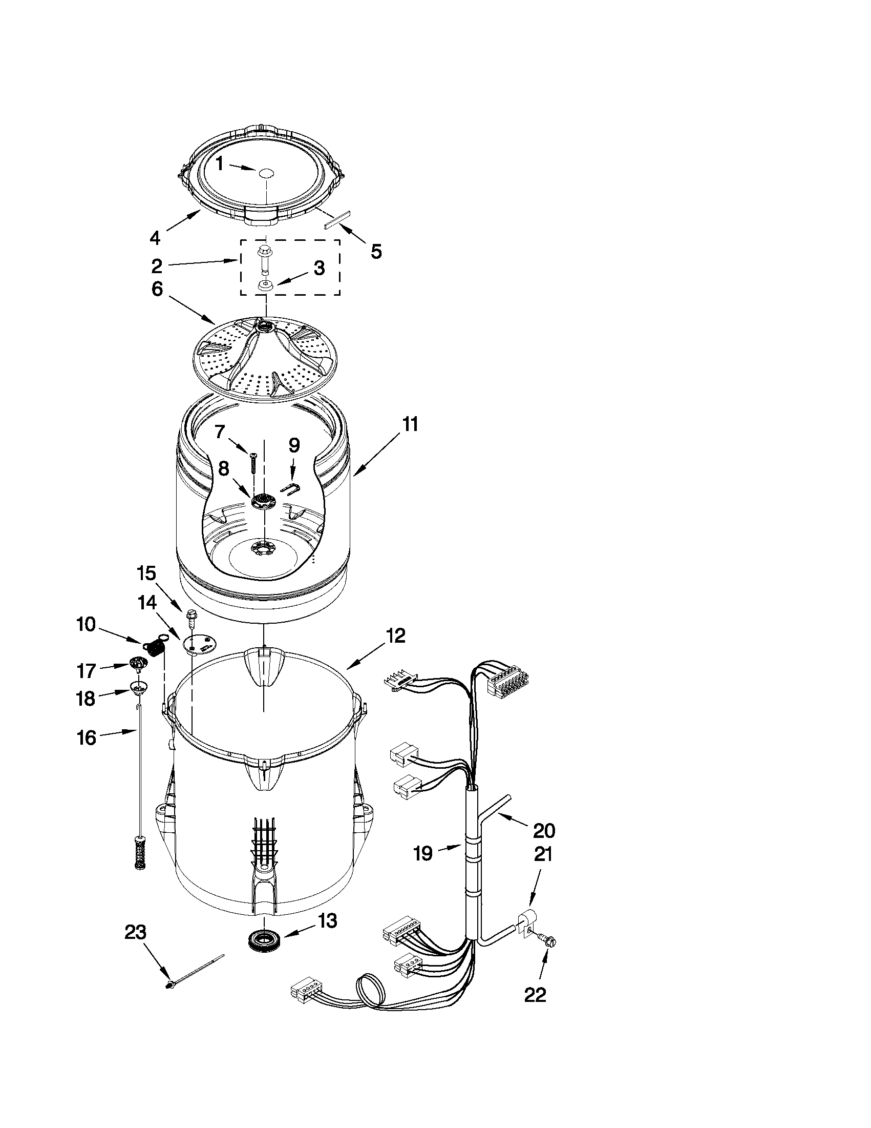 Kenmore 11021302013 basket and tub parts diagram