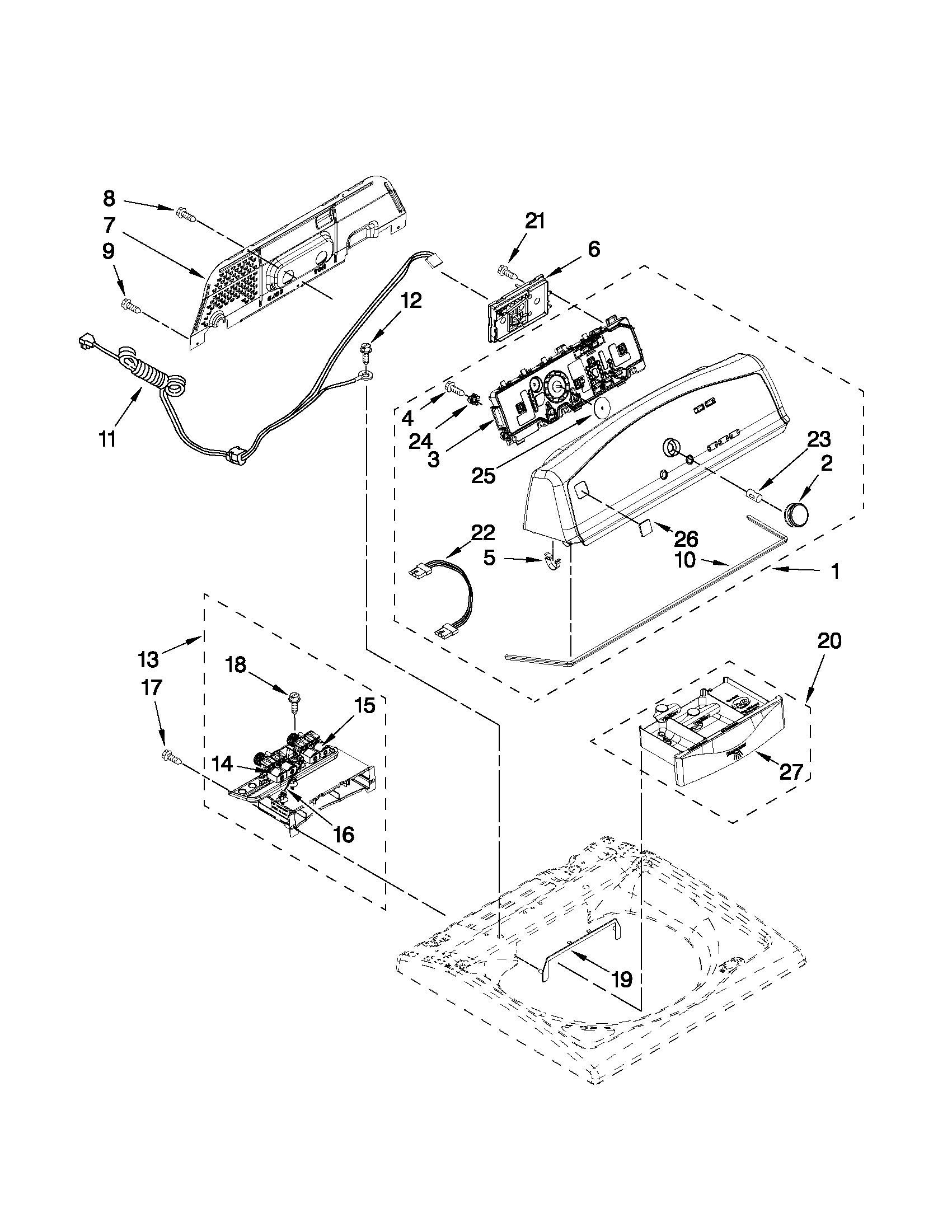Kenmore 11026002012 console and dispenser parts diagram