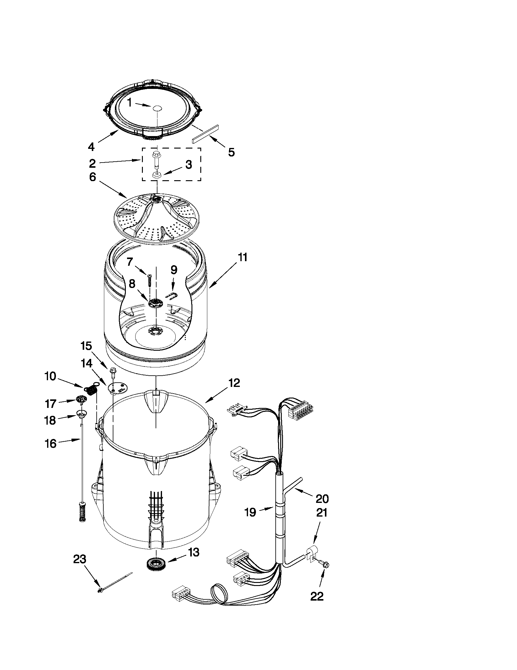 Kenmore 11028002012 basket and tub parts diagram