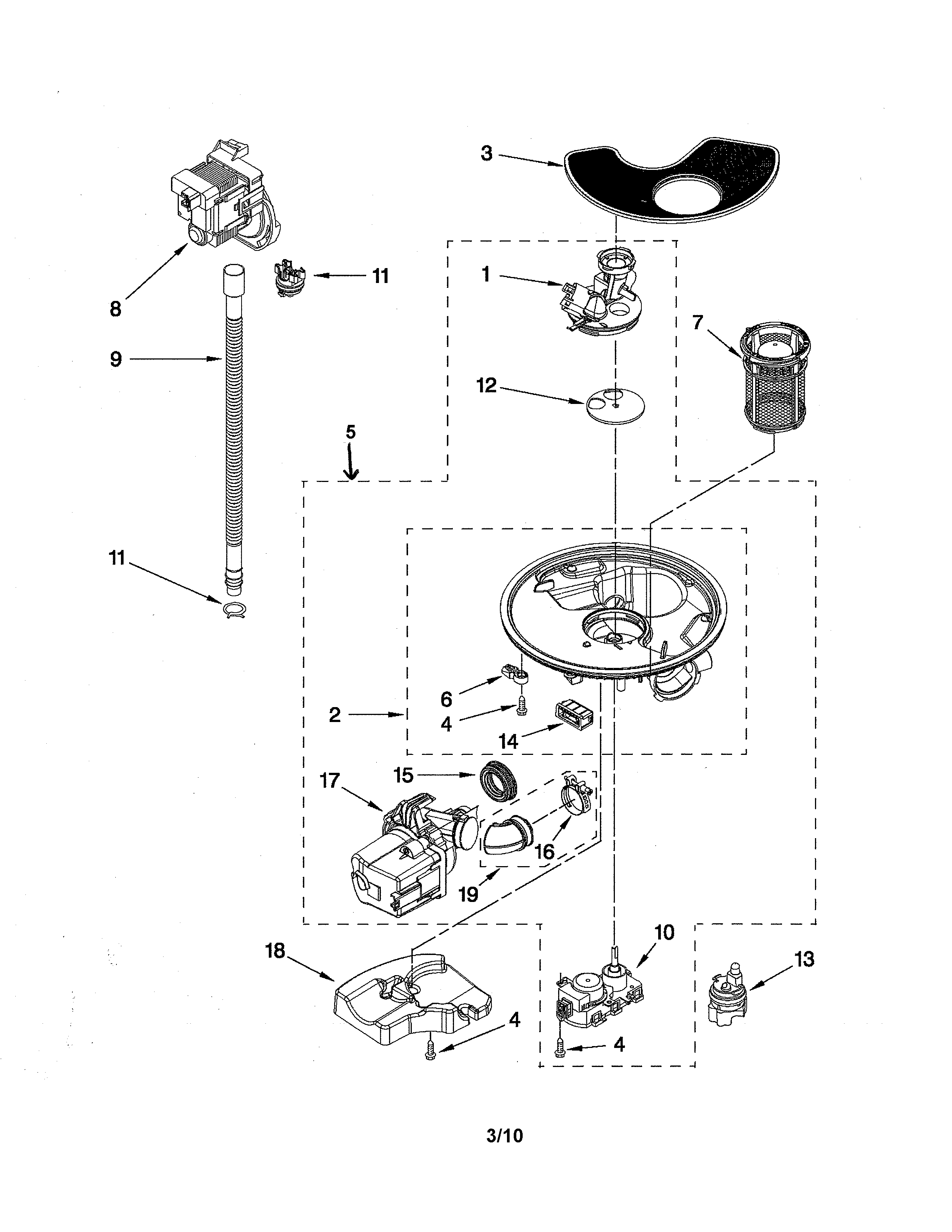 Kenmore 66513269K112 pump and motor parts diagram