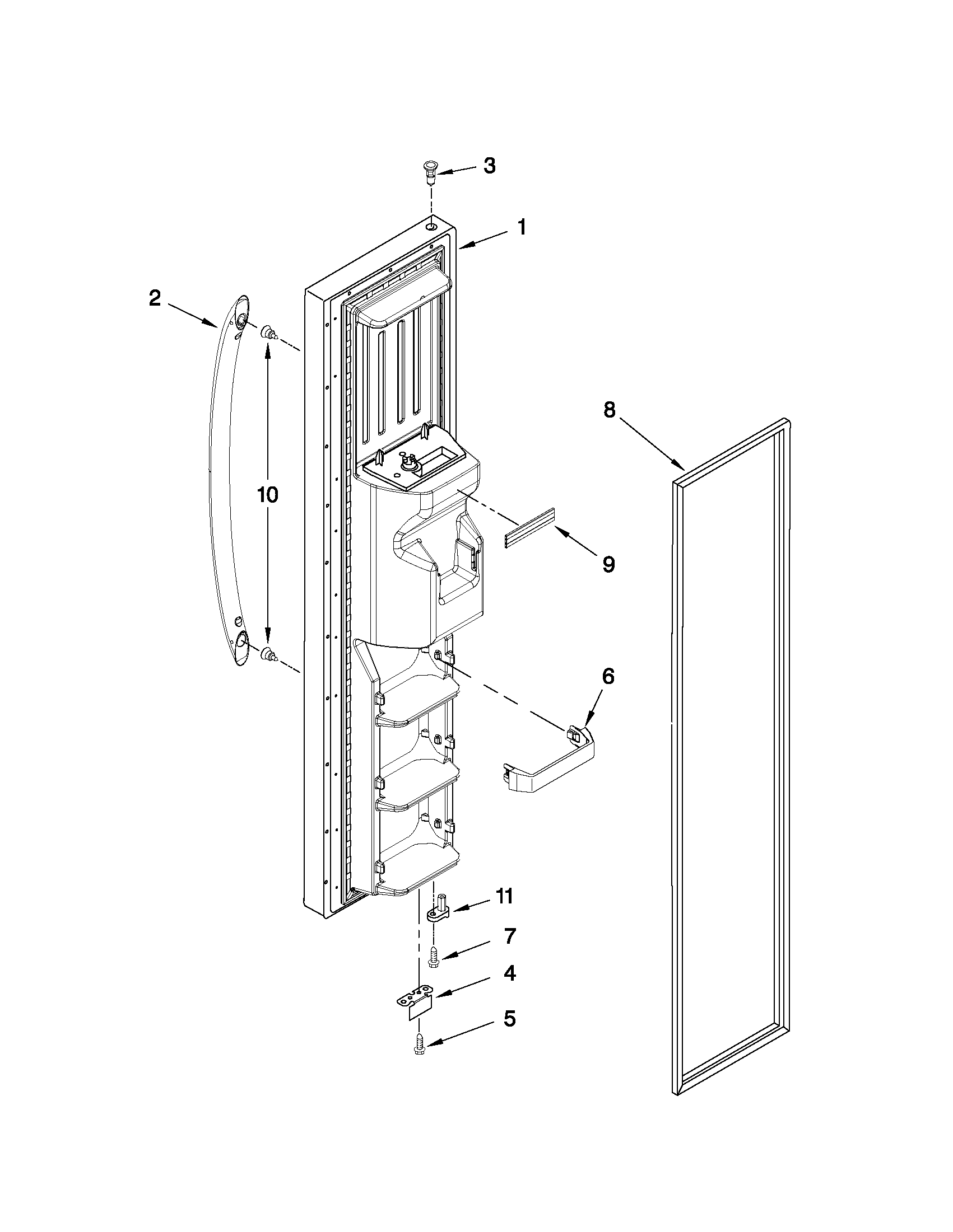 Kenmore 10650292010 freezer door parts diagram
