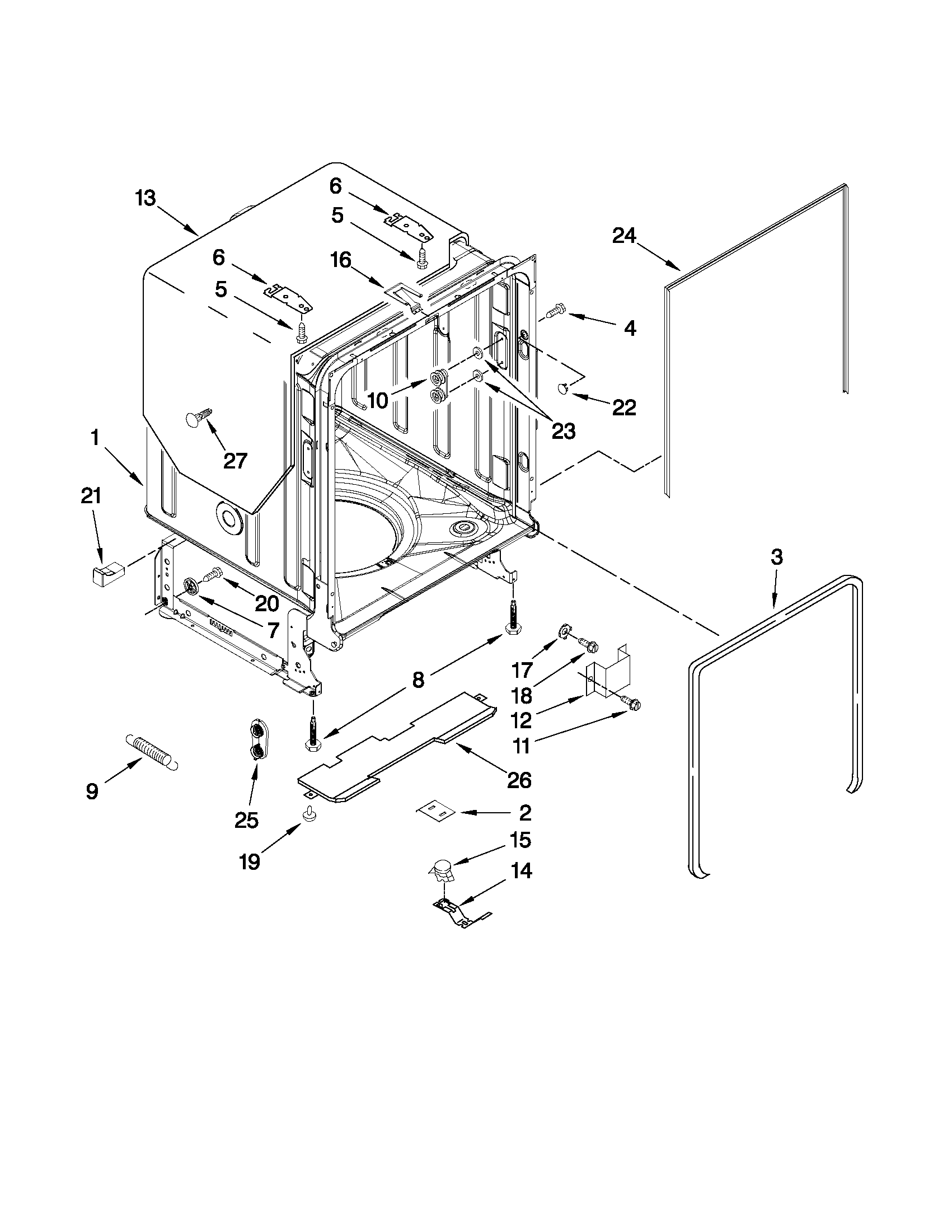 Kenmore 66513369K112 tub and frame parts diagram