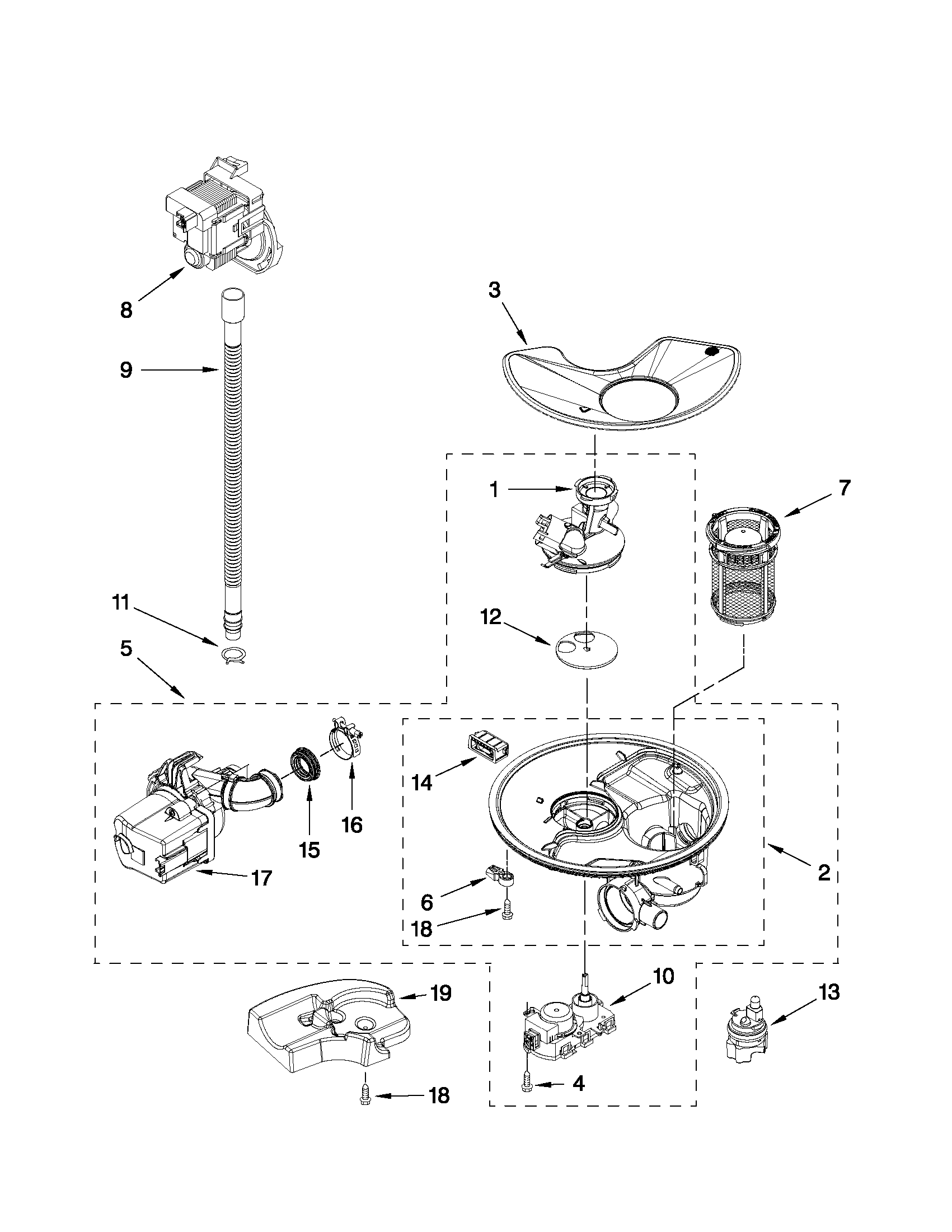 Kenmore 66513369K112 pump and motor parts diagram