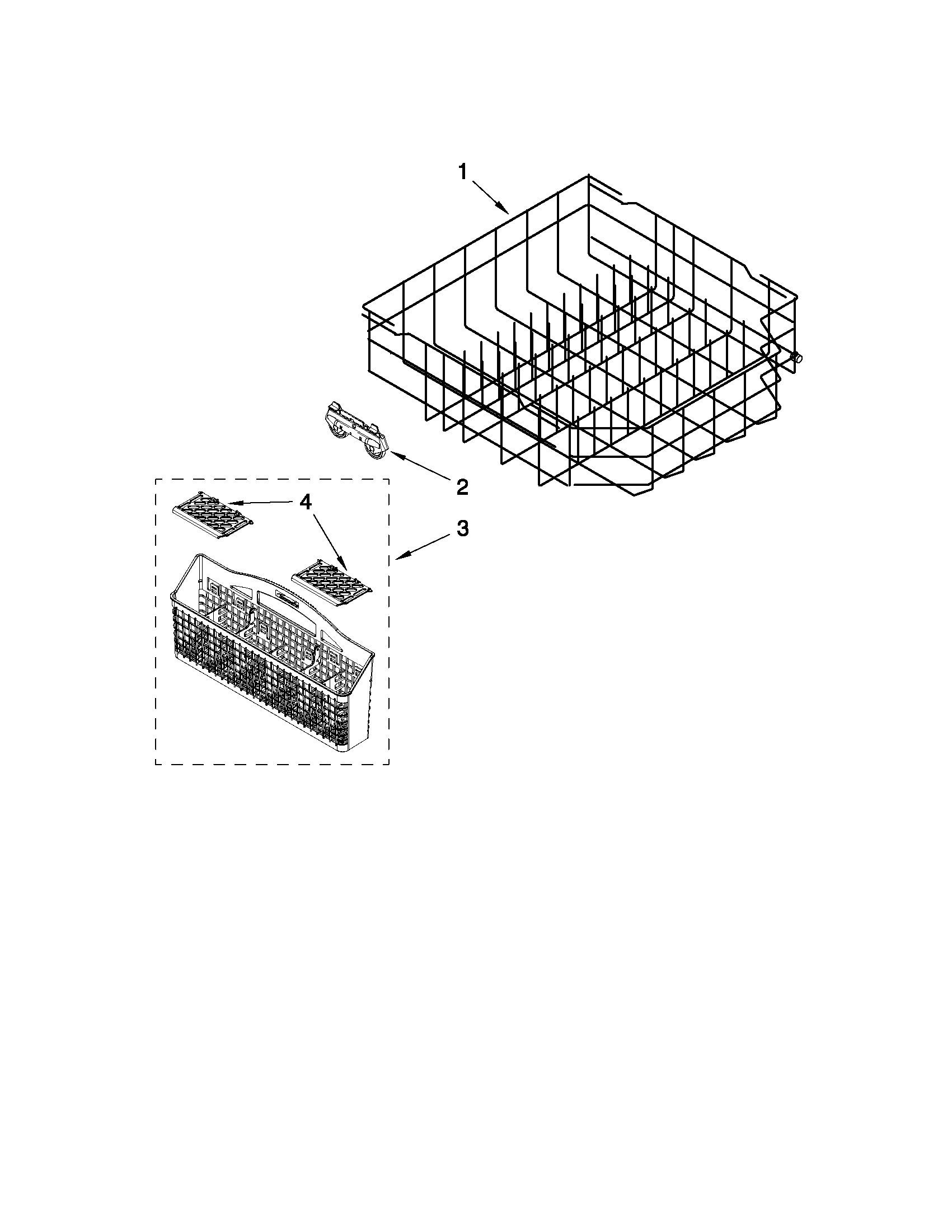 Kenmore 66513369K112 lower rack parts diagram