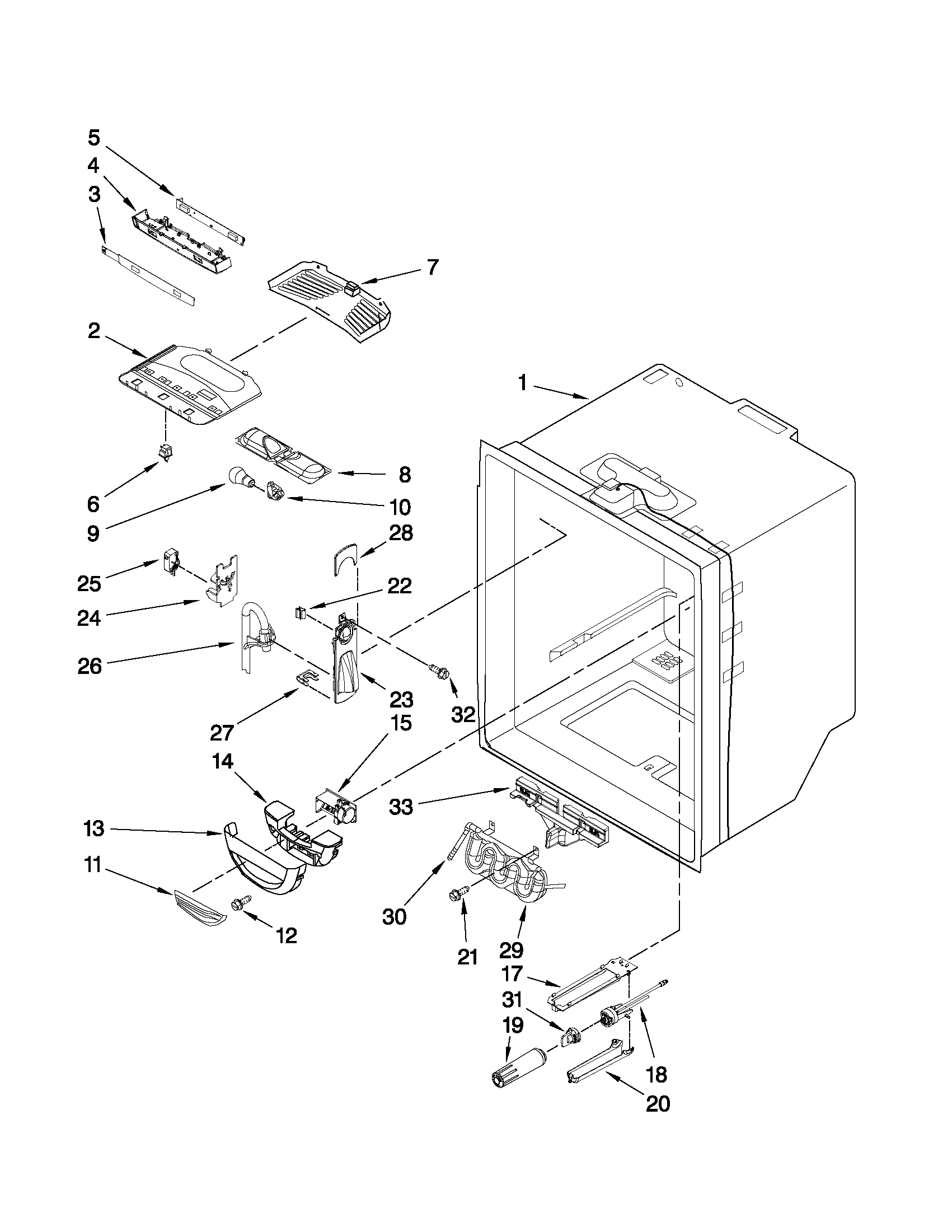 Kenmore 59679323014 refrigerator liner parts diagram