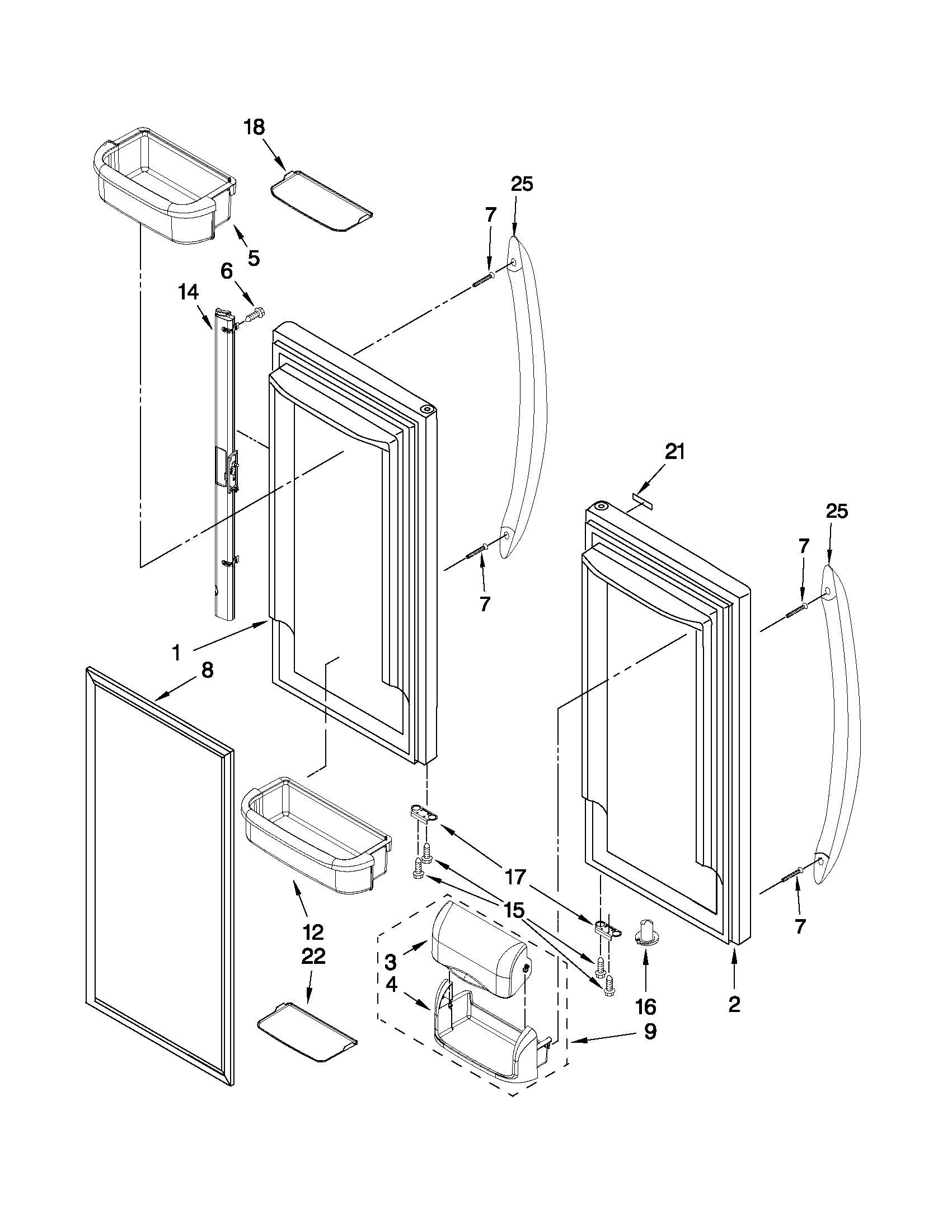 Kenmore 59679323014 refrigerator door parts diagram