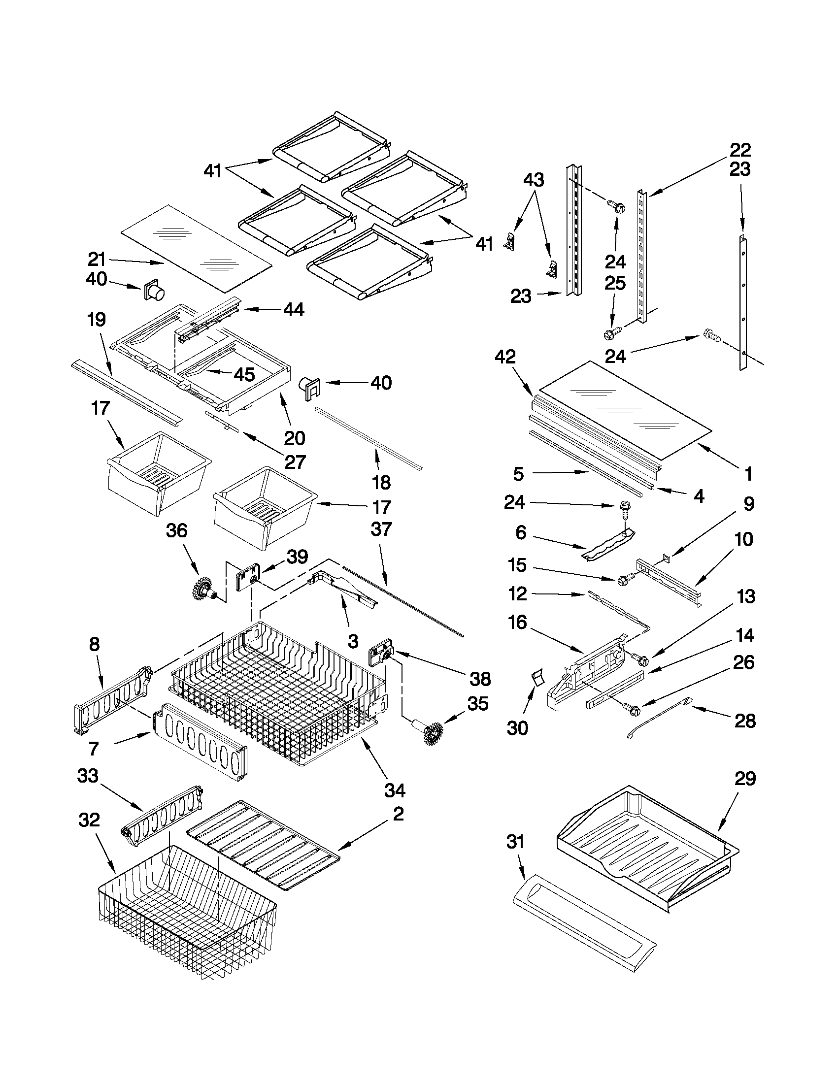 Kenmore 59679323014 shelf parts diagram