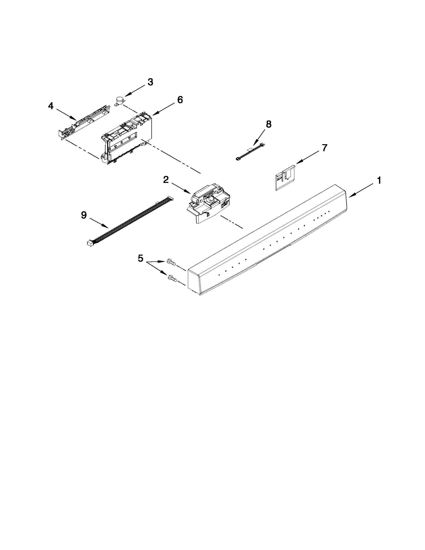 Kenmore Elite 66513963K010 control panel and latch parts diagram